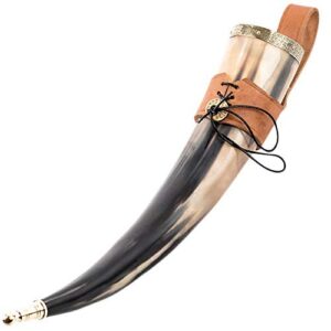 Mythrojan Viking Drinking Horn with Brass Fitting Holder