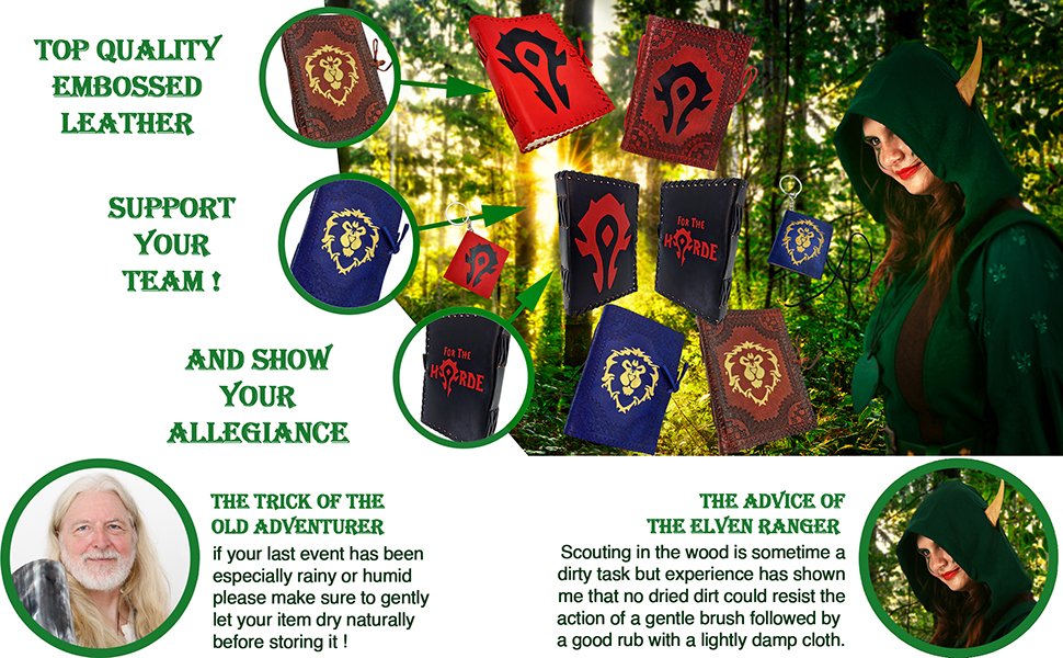 Mythrojan FOR THE HORDE Black WARCRAFT MEDIEVAL LEATHER JOURNAL 5 x 7 inches