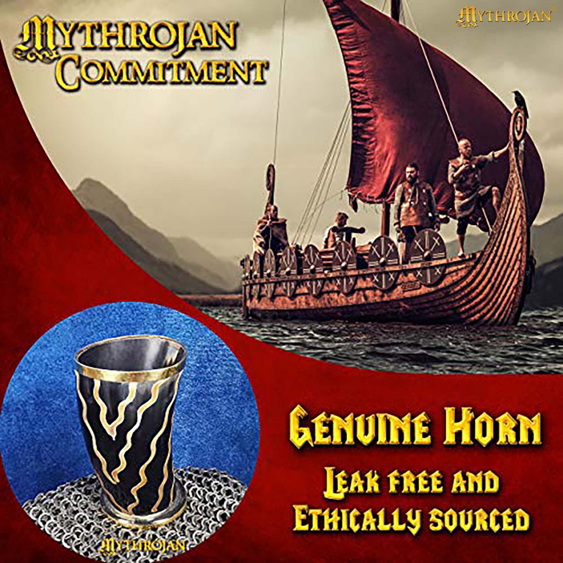 Mythrojan Drinking Horn Shot Glass Wine/Mead 250 ml