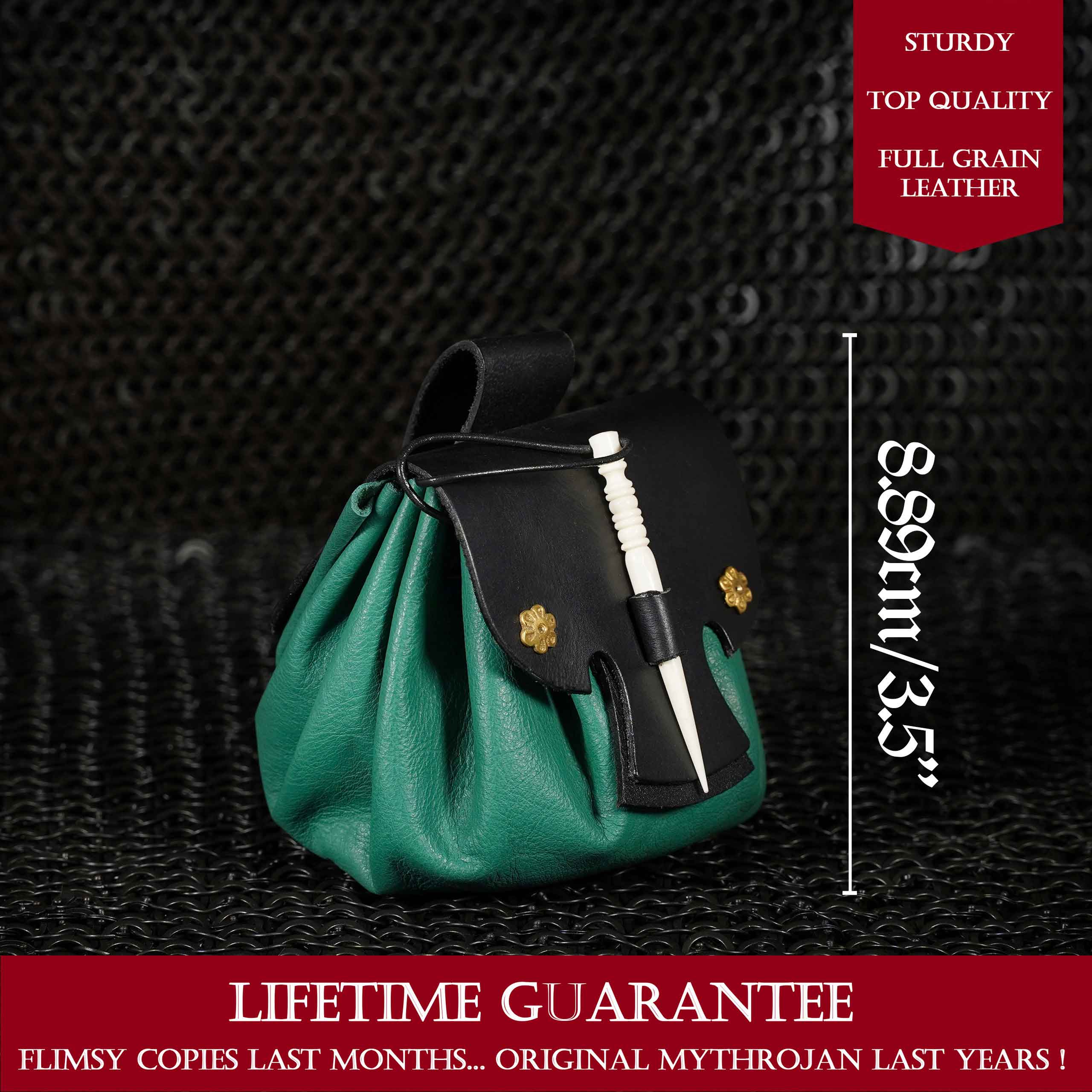 Mythrojan Medieval Small Leather Belt Pouch LARP Renaissance Waist Bag