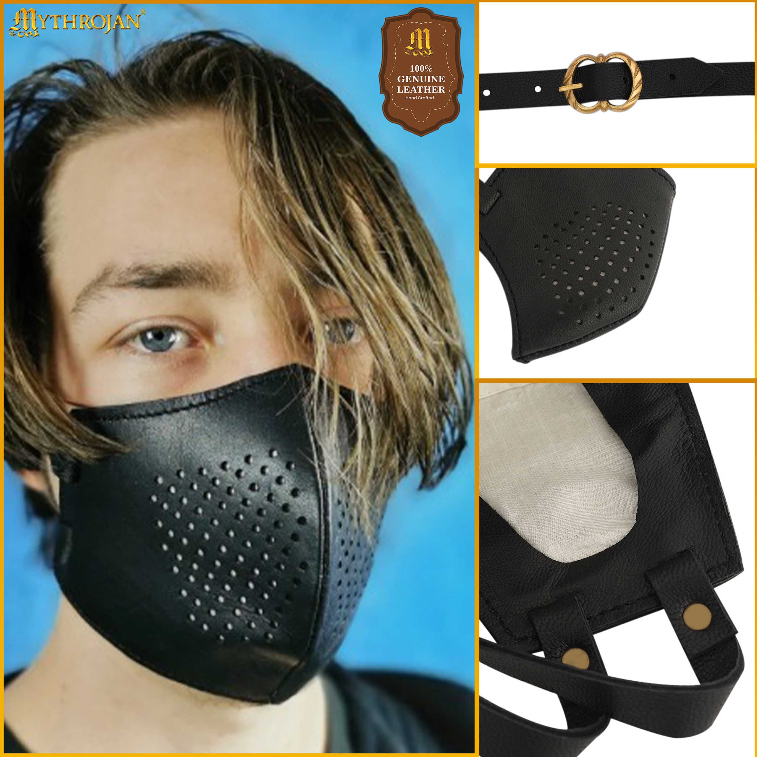 Mythrojan Leather Dust Filter Face Mask Steampunk