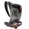 Mythrojan Viking Drinking Horn Tankard Tree of Life with Leather Strap 600ML Mythrojan Viking Drinking Horn Tankard Tree of Life with Leather Strap 600ML