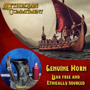 Mythrojan Viking Drinking Horn Tankard Tree of Life with Leather Strap 600ML