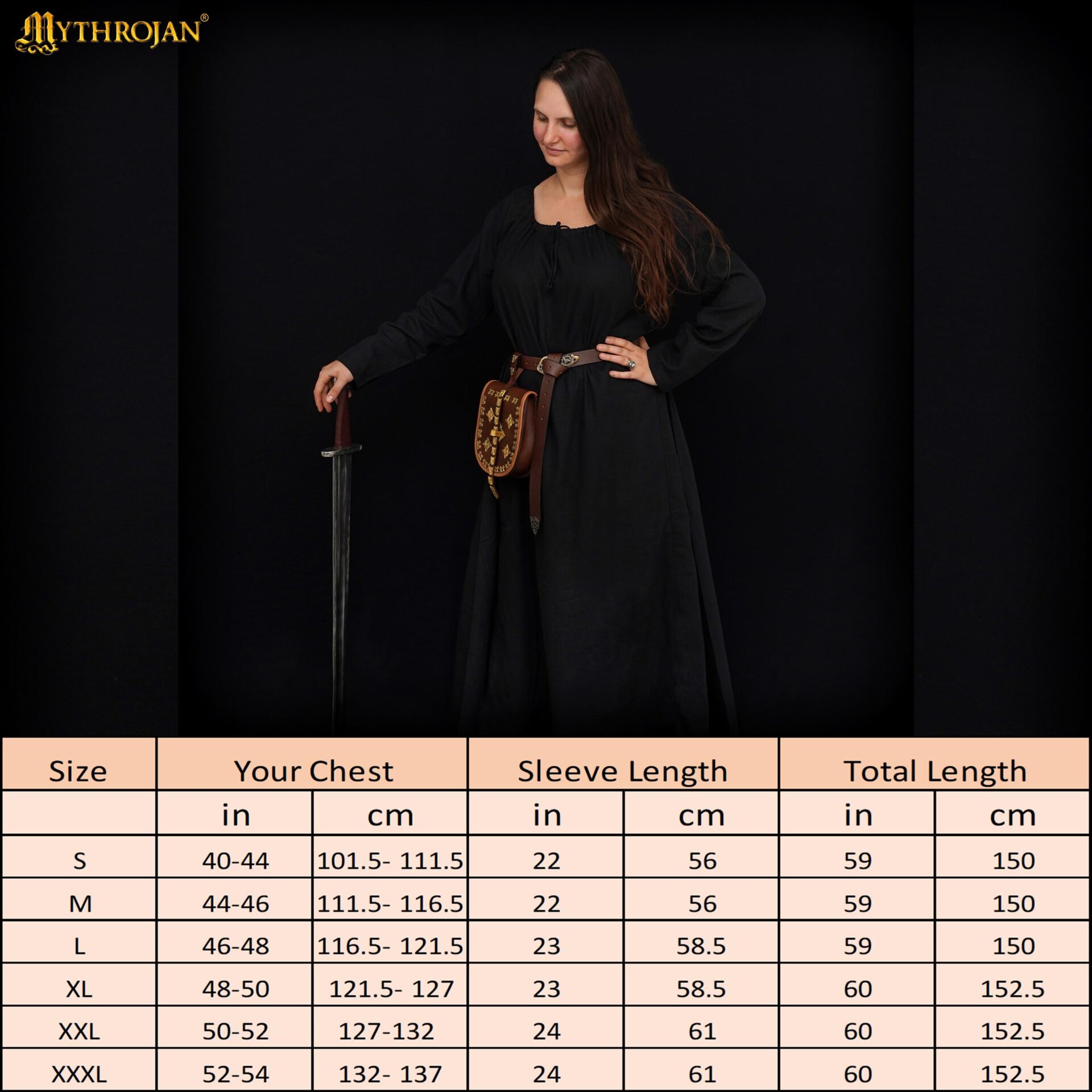 Maiden Medieval Dress Cotton Historical Gown - 300984BK 2 Maiden Medieval Dress