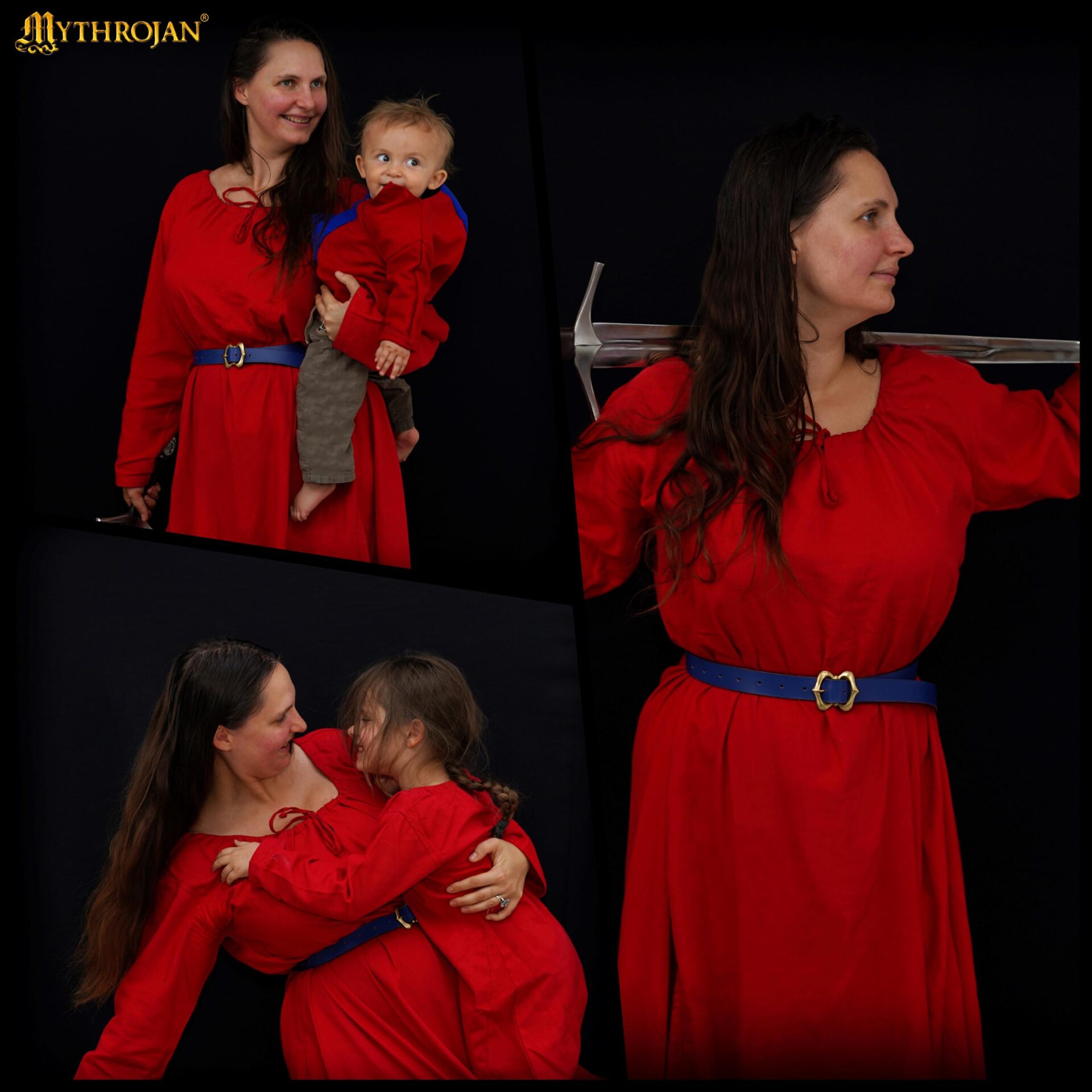 Maiden Medieval Dress Cotton Historical Gown for LARP & Reenactment- 300984RD 1 Maiden Medieval Dress