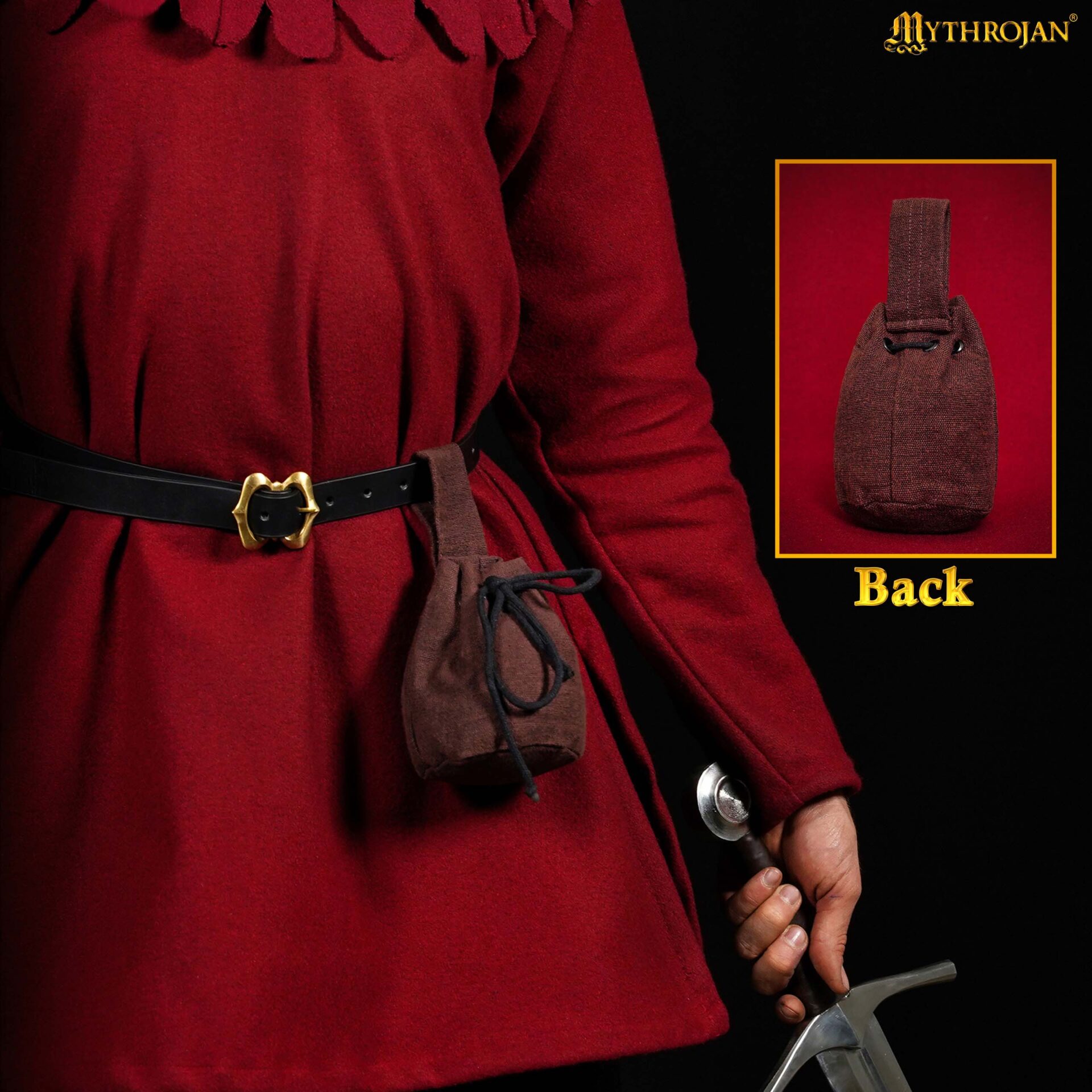 Medieval-cotton-canvas-drawstring-belt-pouch-300778BR 5 Pouch