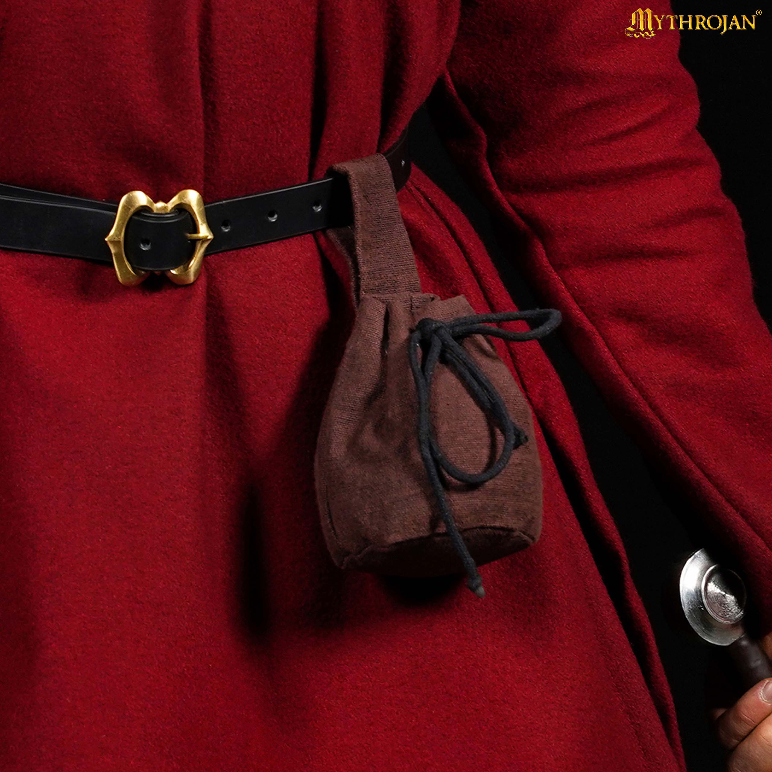 Medieval-cotton-canvas-drawstring-belt-pouch-300778BR Pouch