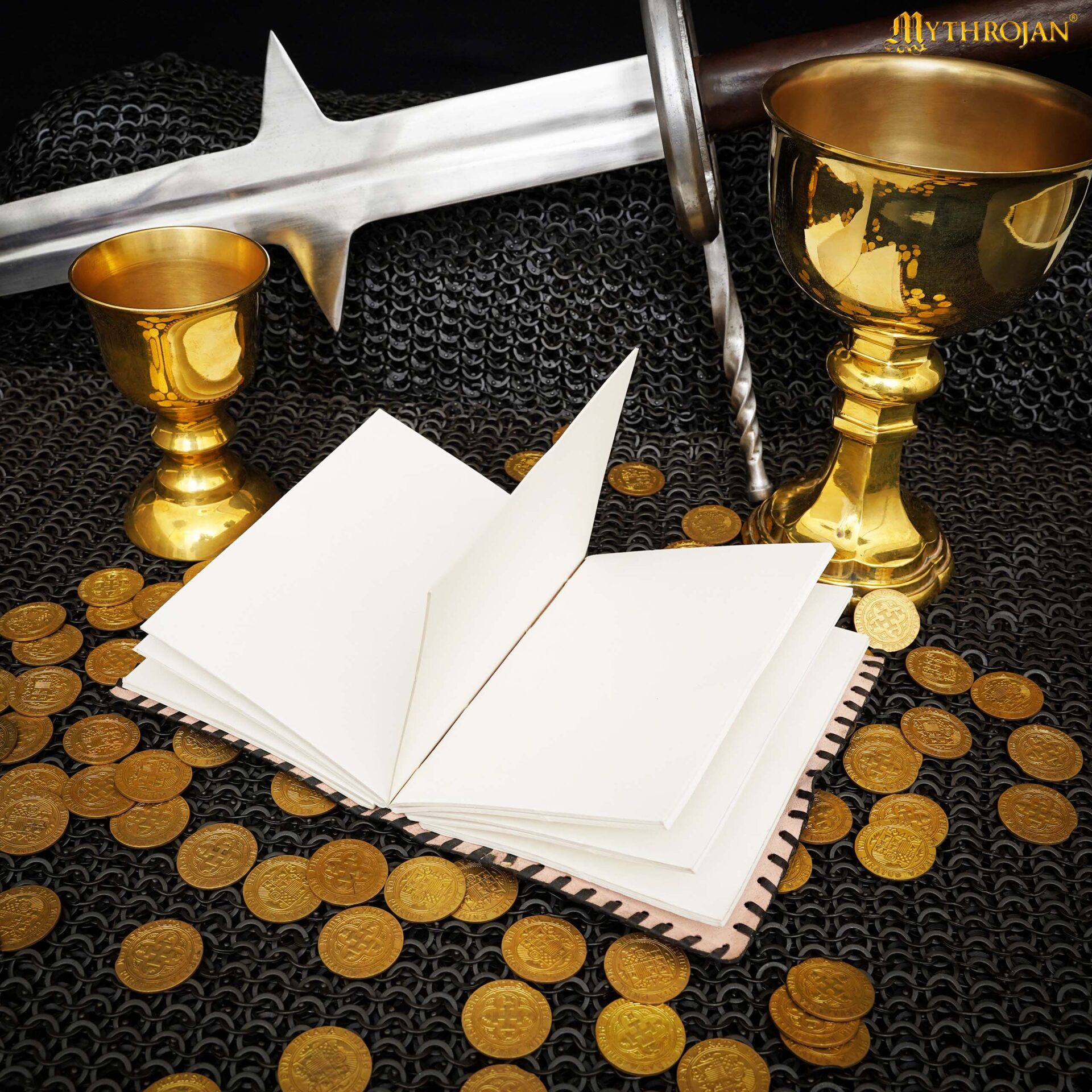 Mythrojan FOR THE HORDE Black WARCRAFT MEDIEVAL LEATHER JOURNAL 5 x 7 inches