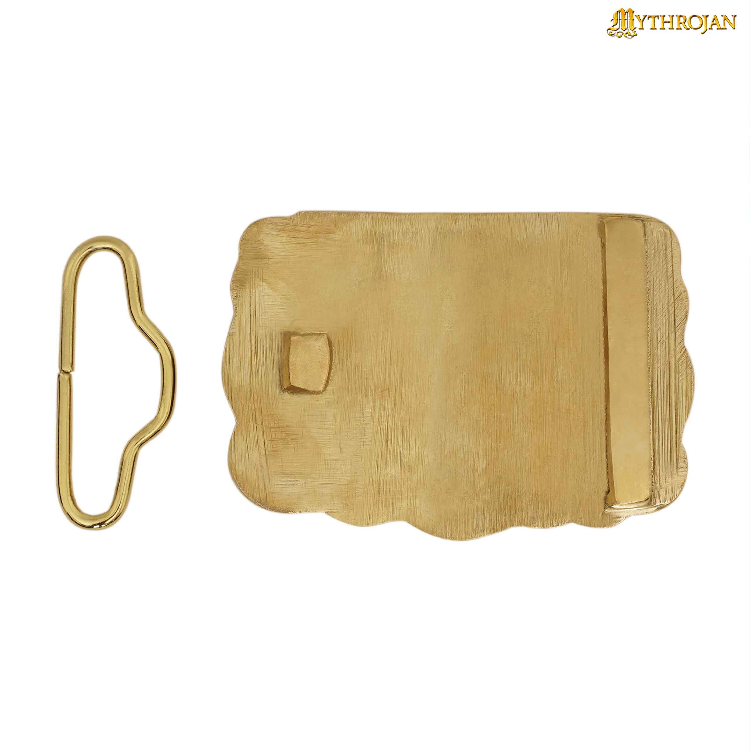 Viking Brass Belt Buckle 2" – Double-Headed Eagle Sand-Cast Design with Matching Loop Brass Belt Buckle