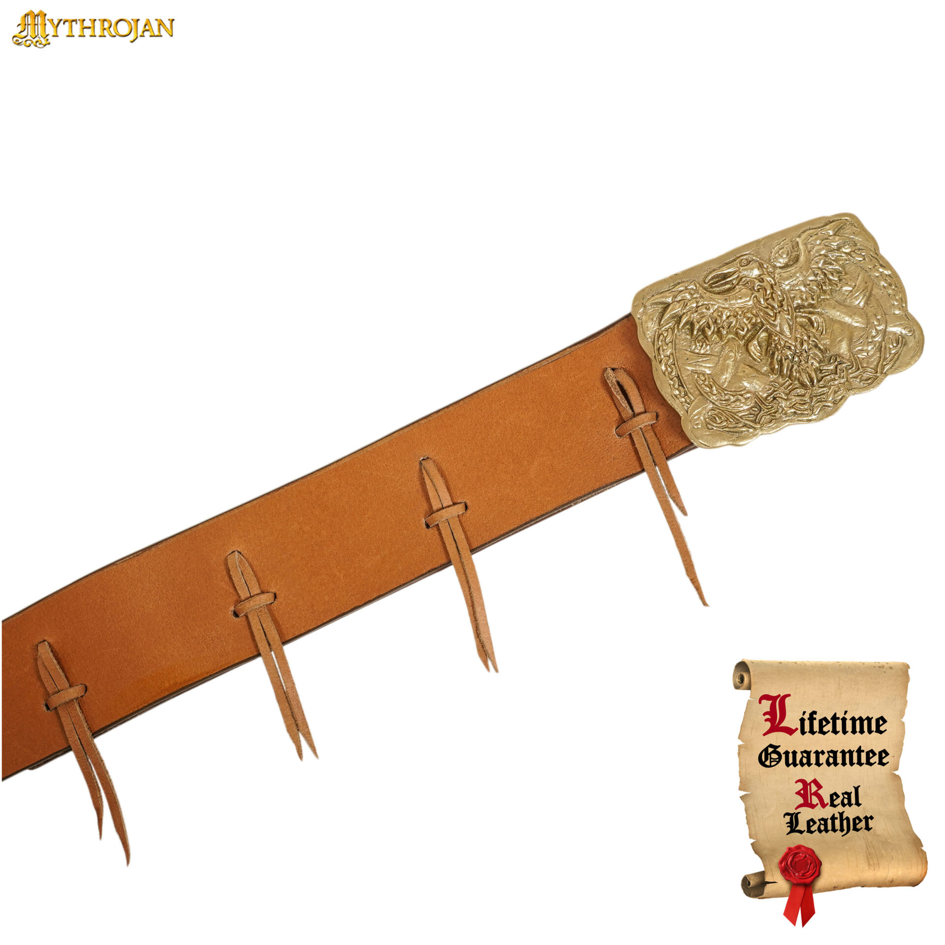 Mythrojan Urban Viking Laced Belt with Odin Raven Solid Brass Buckle & Real Leather Mythrojan Urban Viking Laced Belt with Odin Raven Solid Brass Buckle & Real Leather