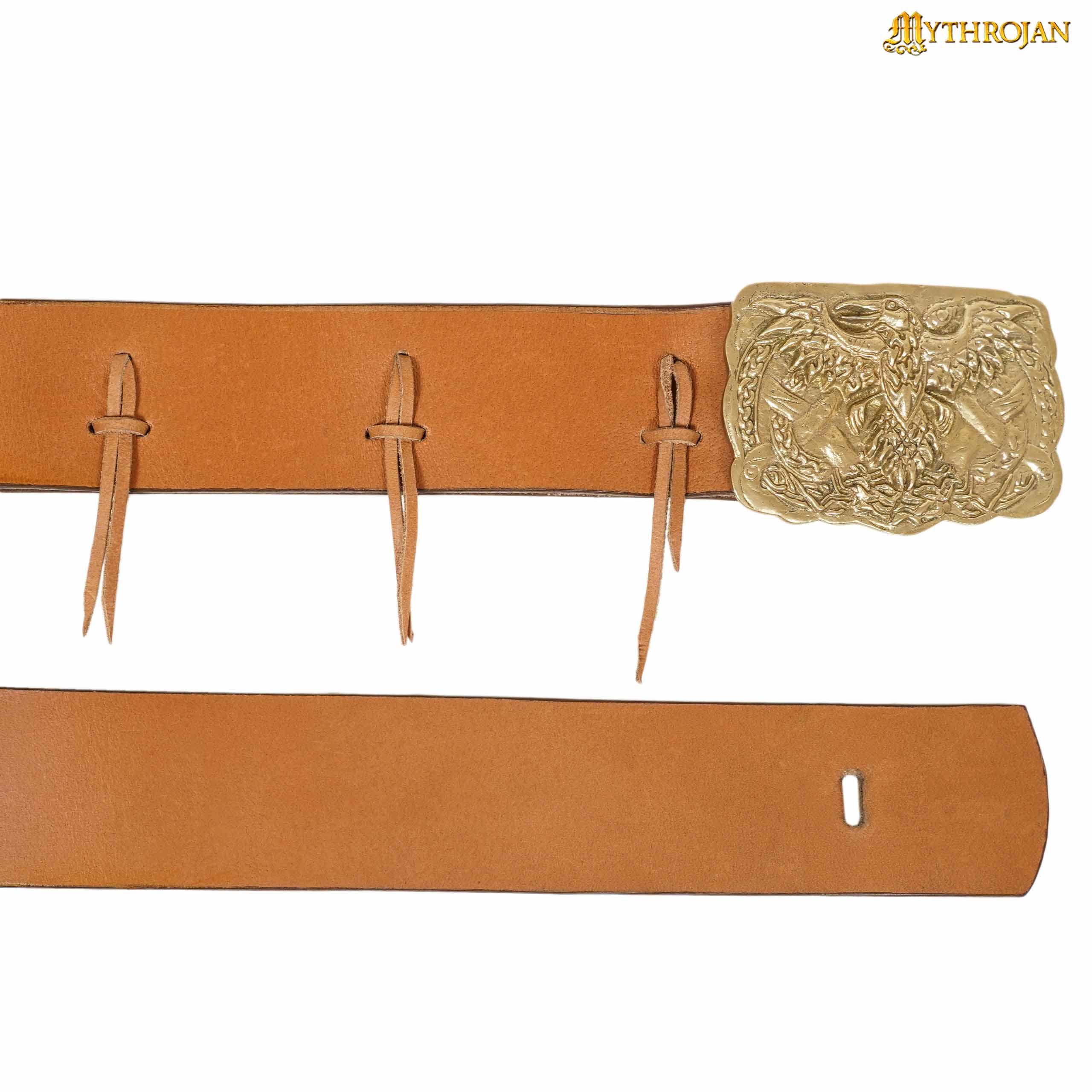 Mythrojan Urban Viking Laced Belt with Odin Raven Solid Brass Buckle & Real Leather Mythrojan Urban Viking Laced Belt with Odin Raven Solid Brass Buckle & Real Leather