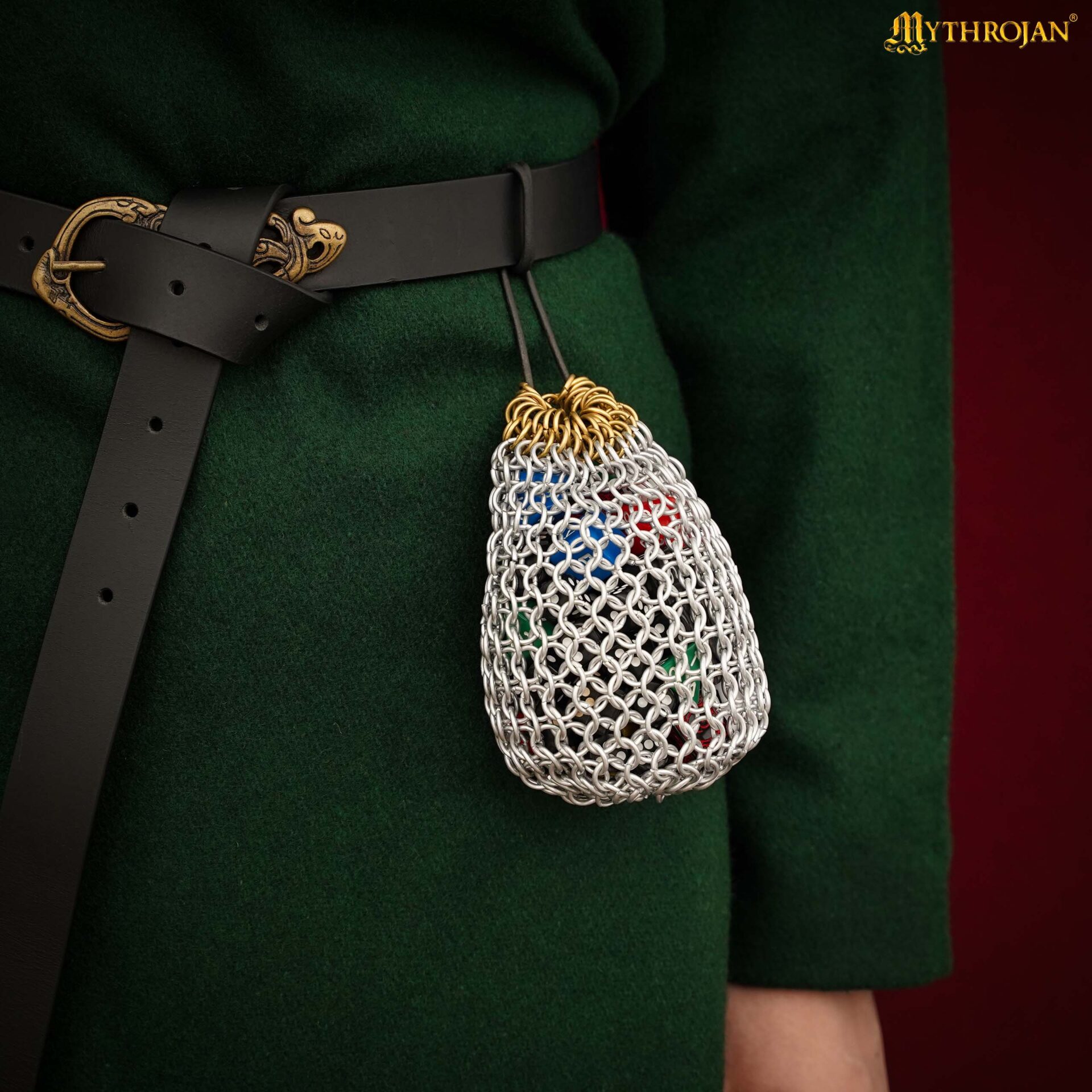 Chainmail Dice Bag 8mm 16 Gauge Anodized Aluminum Drawstring Pouch – DnD, RPG, LARP & Medieval Gaming Chainmail Dice Bag