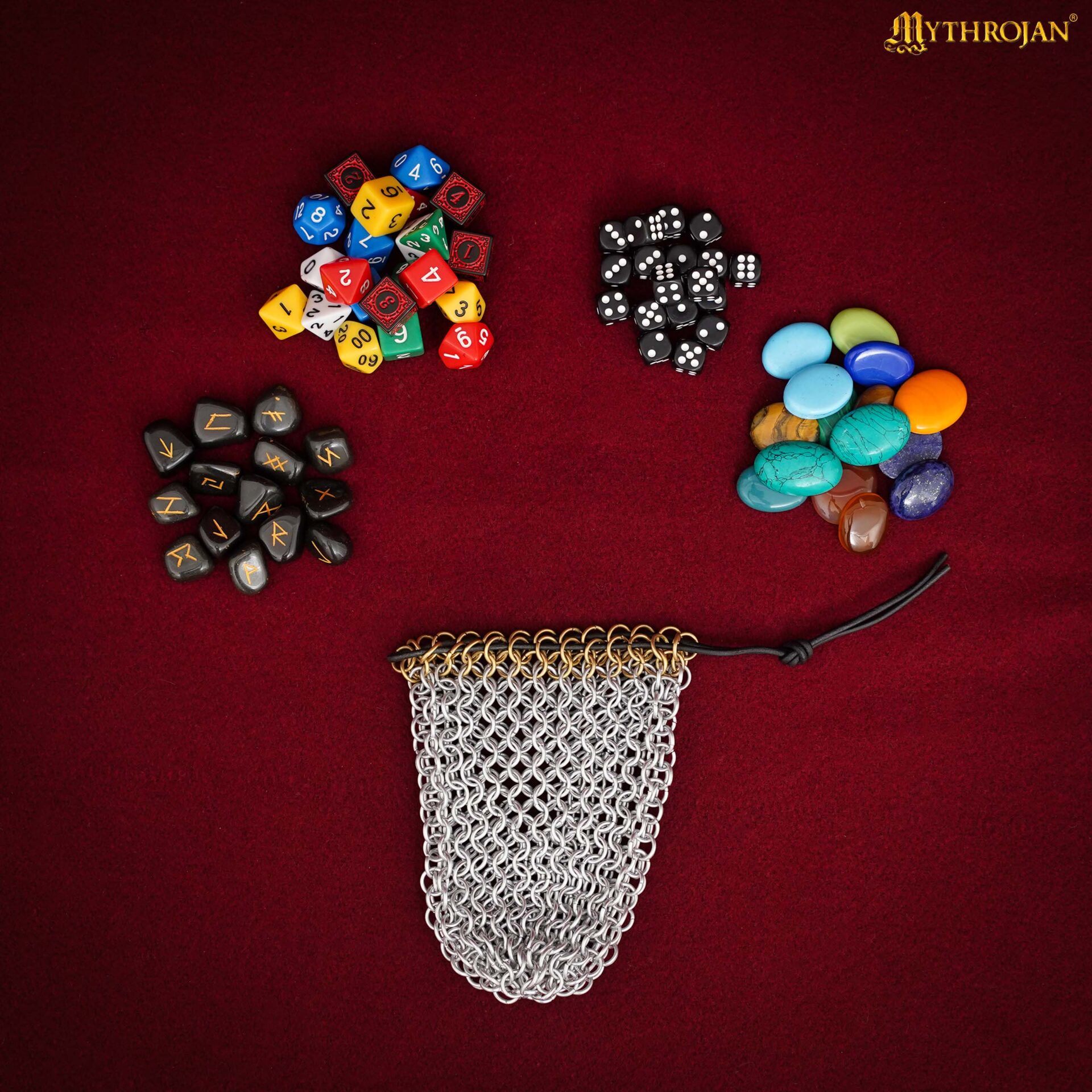 Chainmail Dice Bag 8mm 16 Gauge Anodized Aluminum Drawstring Pouch – DnD, RPG, LARP & Medieval Gaming Chainmail Dice Bag