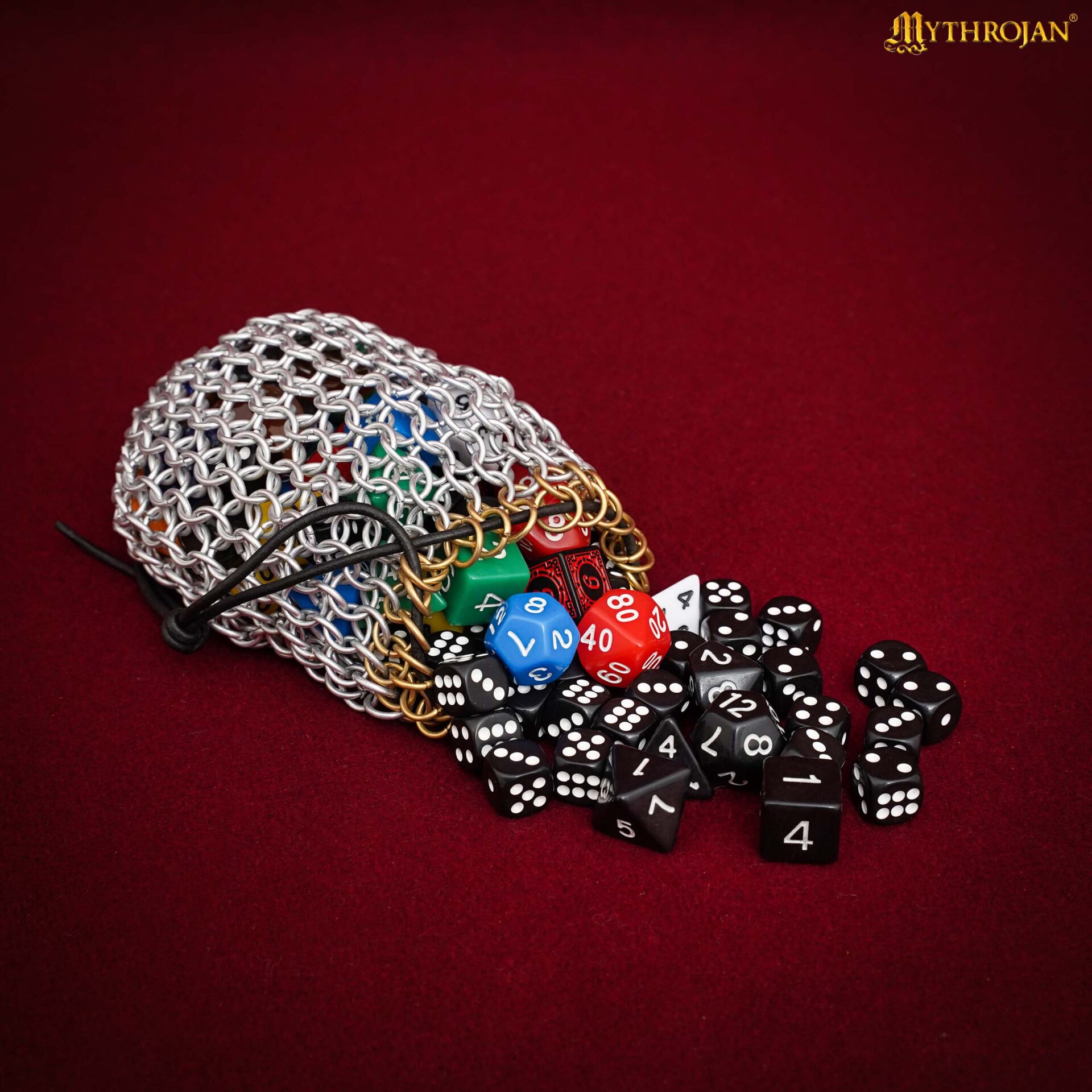 Chainmail Dice Bag 8mm 16 Gauge Anodized Aluminum Drawstring Pouch – DnD, RPG, LARP & Medieval Gaming Chainmail Dice Bag