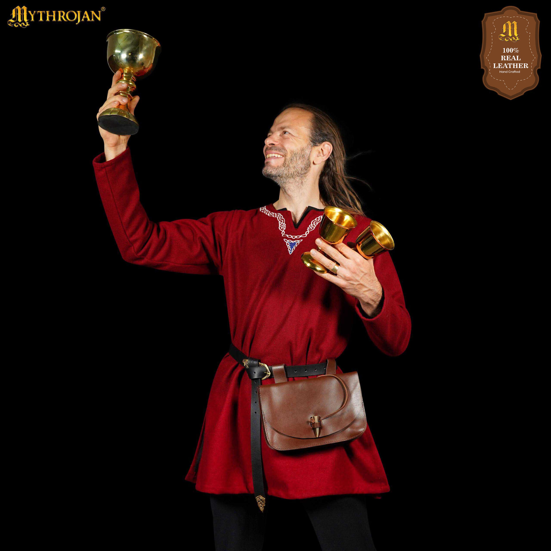 Mythical Venture Medieval Leather Bag for LARP, Renaissance, and Viking Themes Medieval Bag