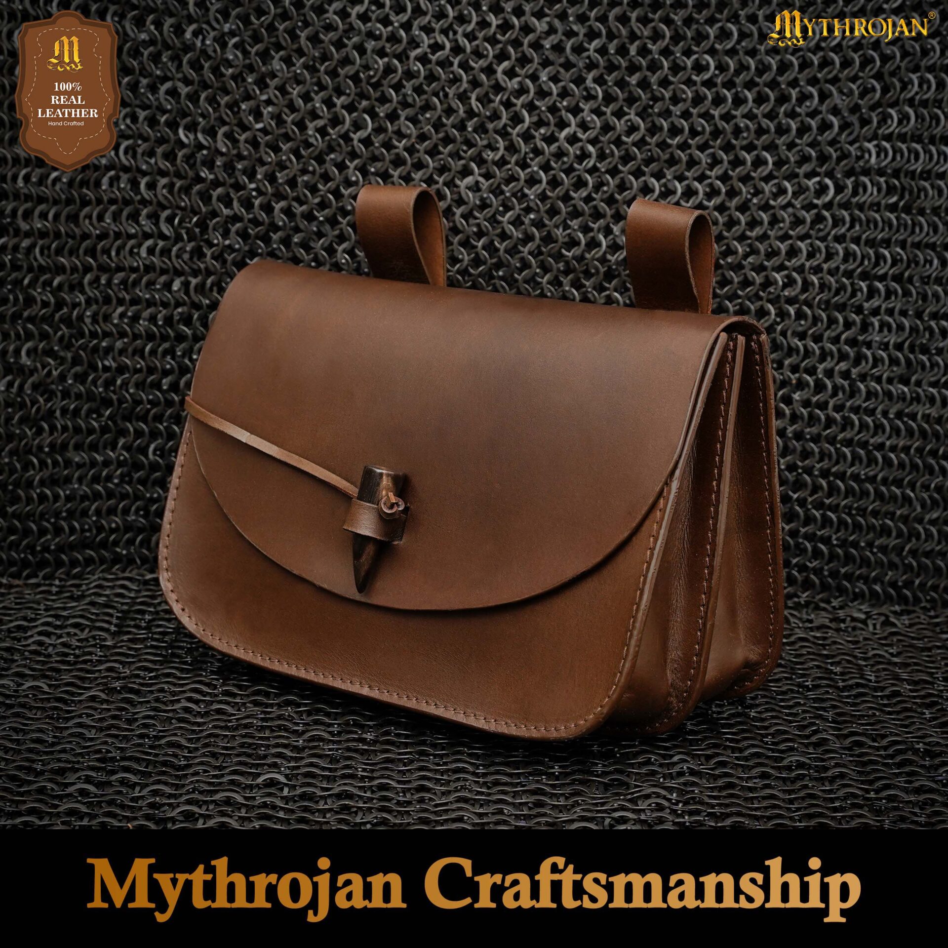 Mythical Venture Medieval Leather Bag for LARP, Renaissance, and Viking Themes Medieval Bag