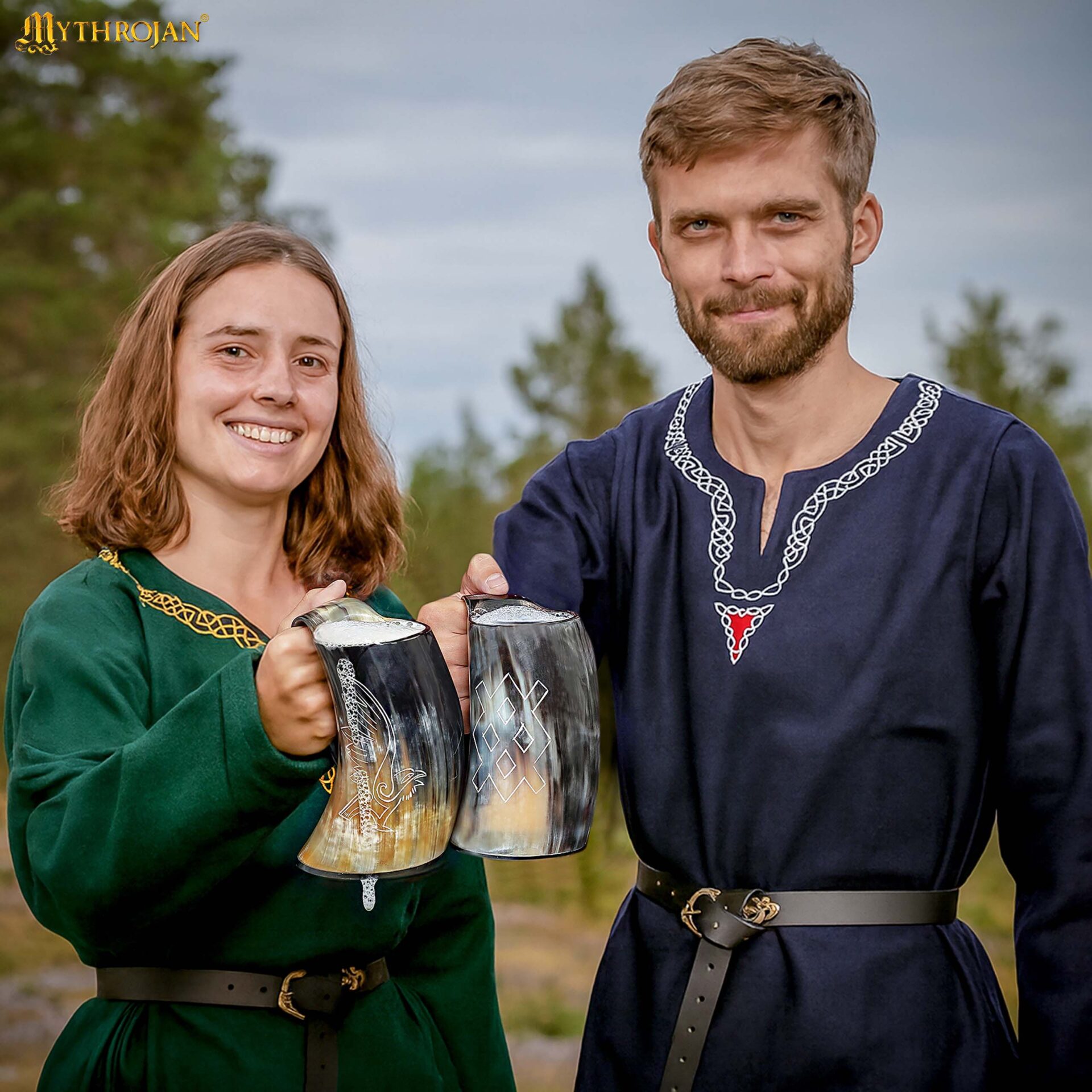 Viking drinking Horn Tankard with Leather Strap-300579 1 Mug