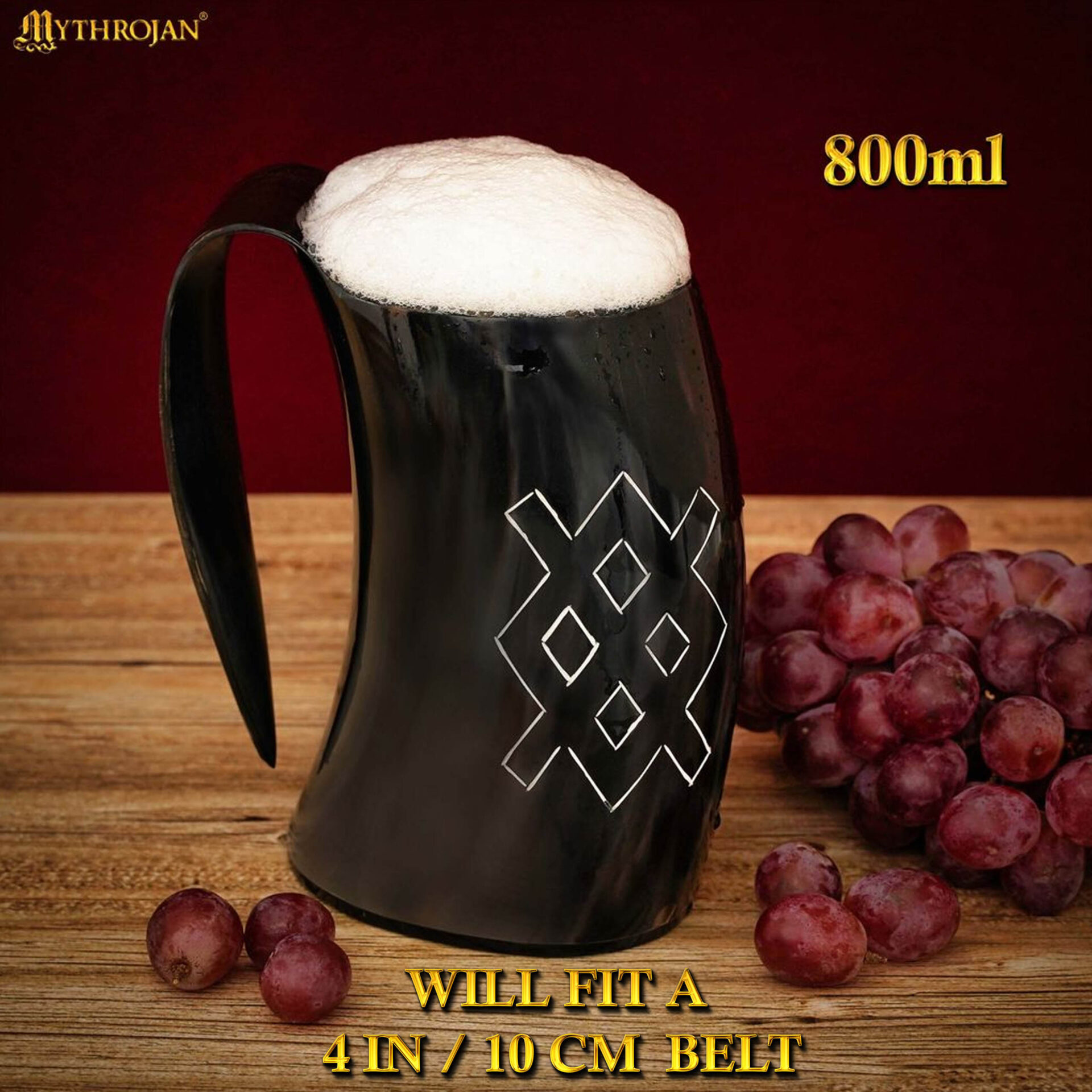 Viking drinking Horn Tankard with Leather Strap-300579 2 Mug