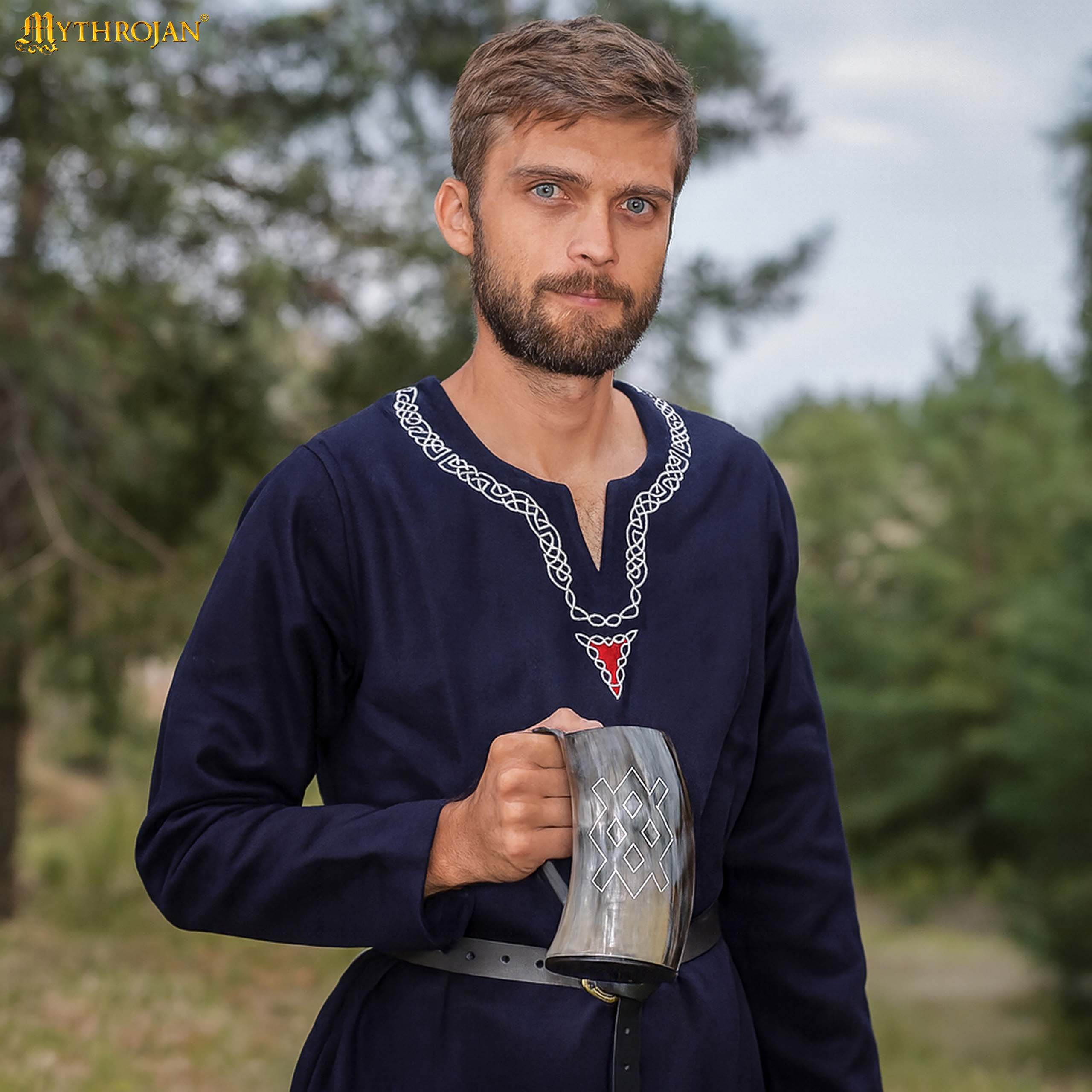 Viking drinking Horn Tankard with Leather Strap-300579 6 Mug