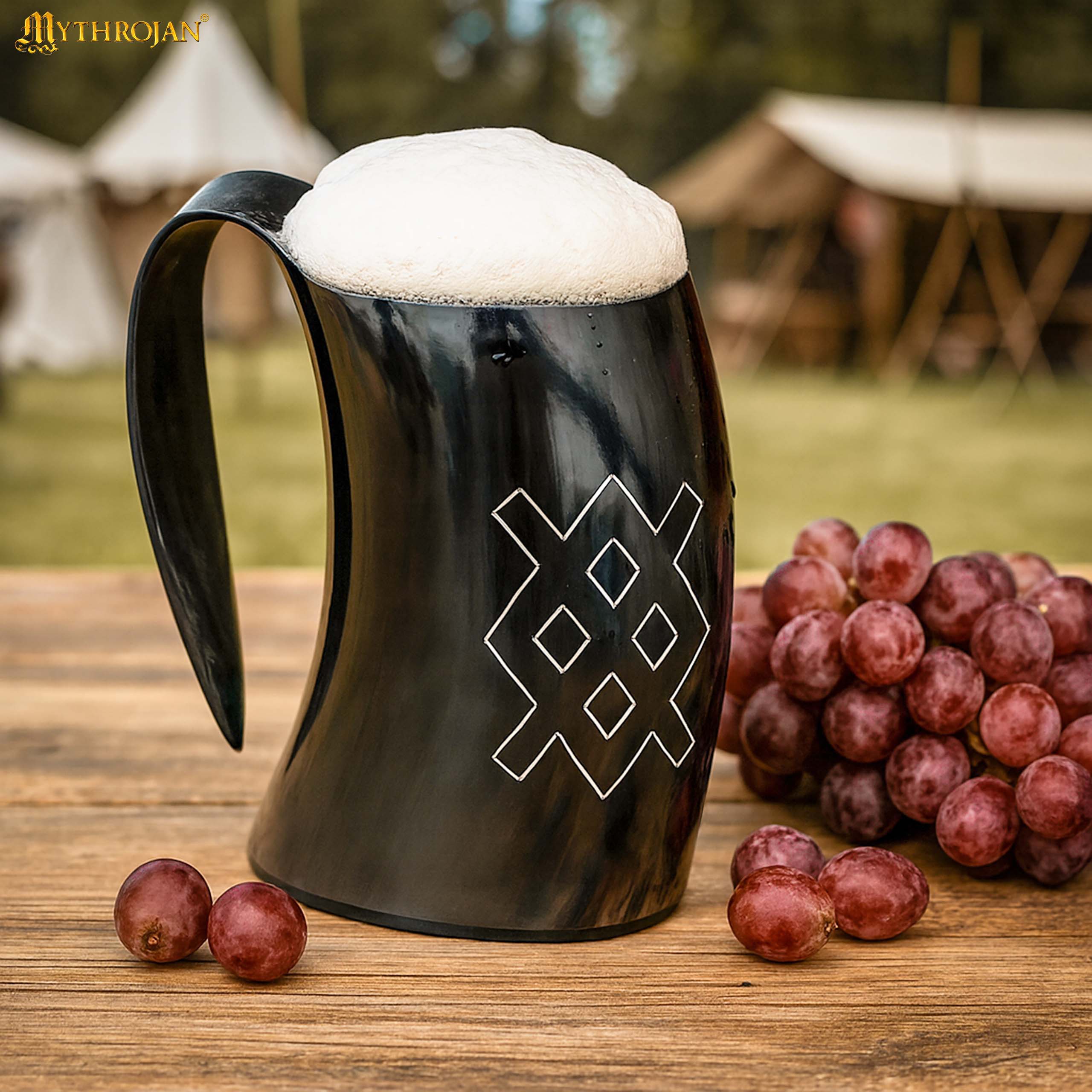 Viking drinking Horn Tankard with Leather Strap-300579 Mug