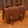 15th Century Medieval Leather Belt Bag with Buckle Closures-701184 Merchant Leather Bag