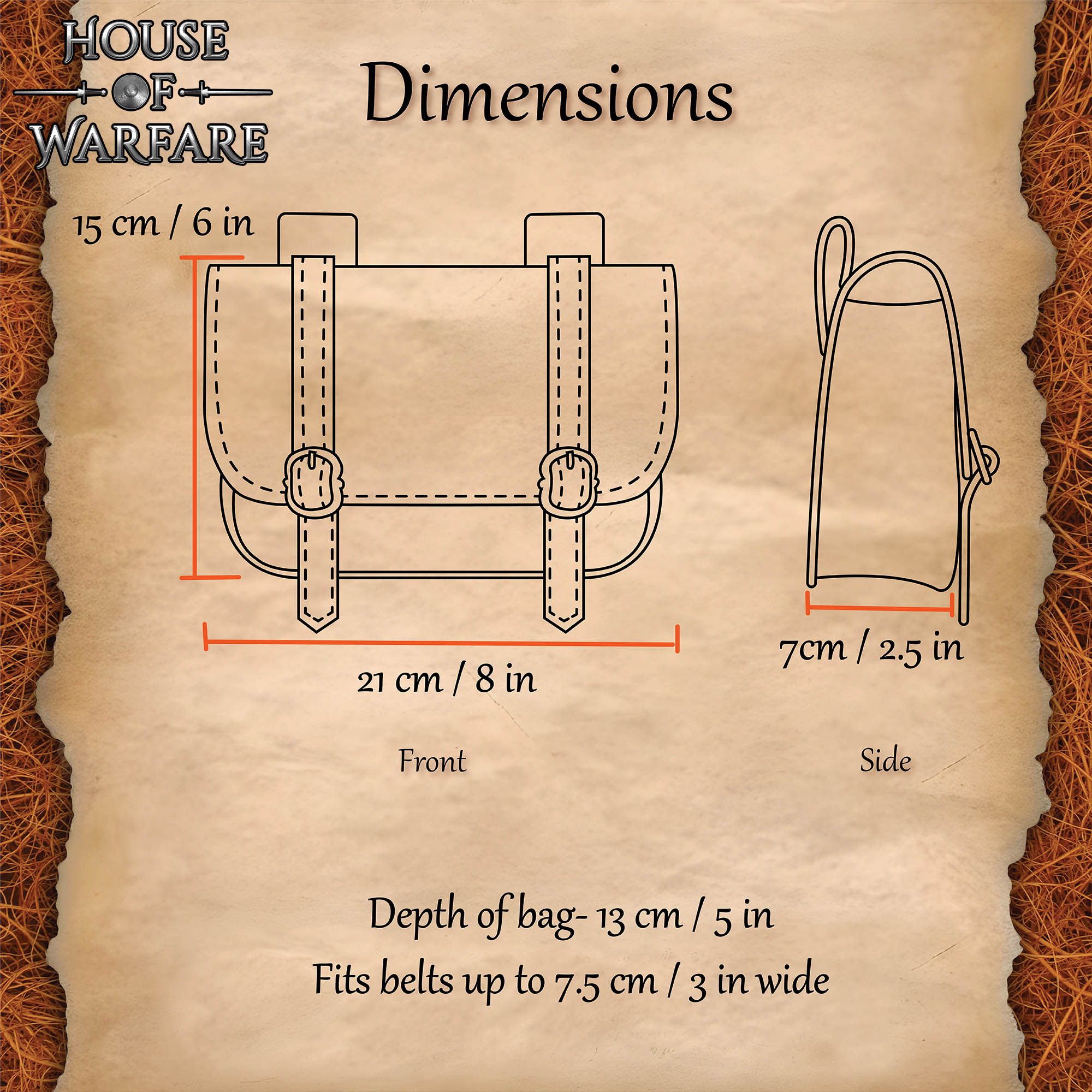 15th Century Medieval Leather Belt Bag with Buckle Closures-701184 2 Merchant Leather Bag