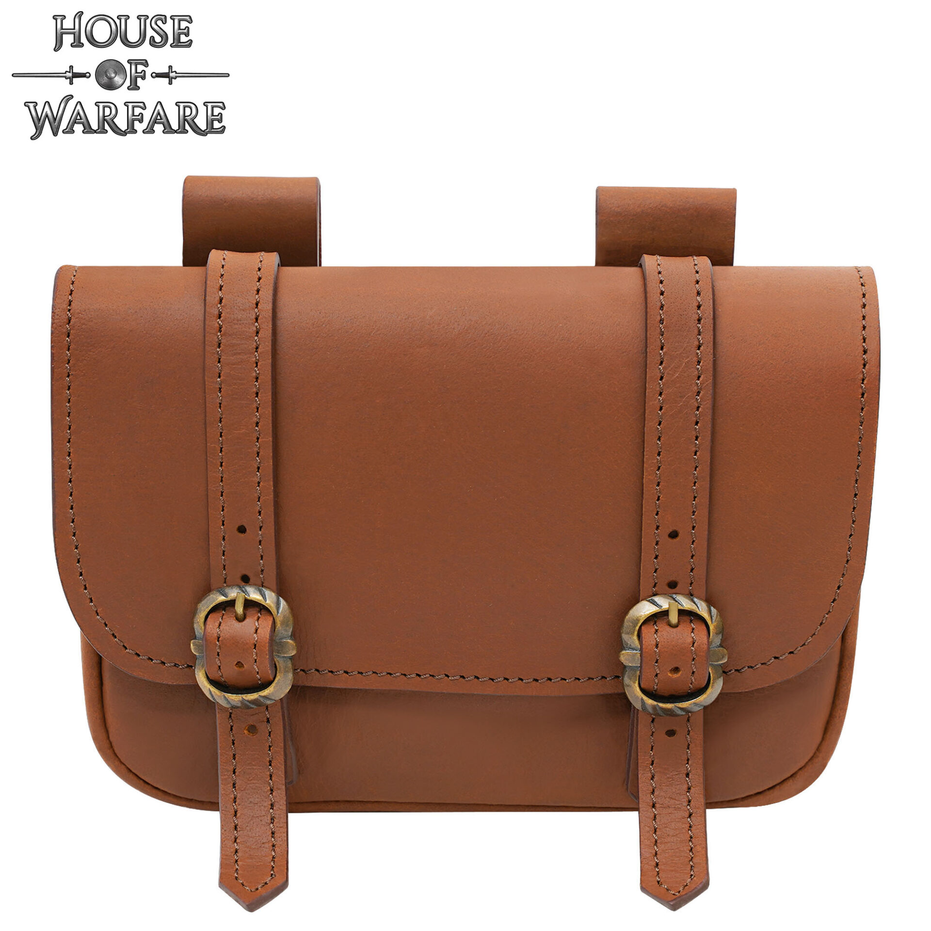 15th Century Medieval Leather Belt Bag with Buckle Closures-701184 3 Merchant Leather Bag