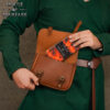 15th Century Medieval Leather Belt Bag with Buckle Closures-701184 5 Merchant Leather Bag