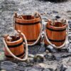 15th Century Medieval Wooden Water Bucket with Rope Handle-701074 Medieval Wooden Buckets