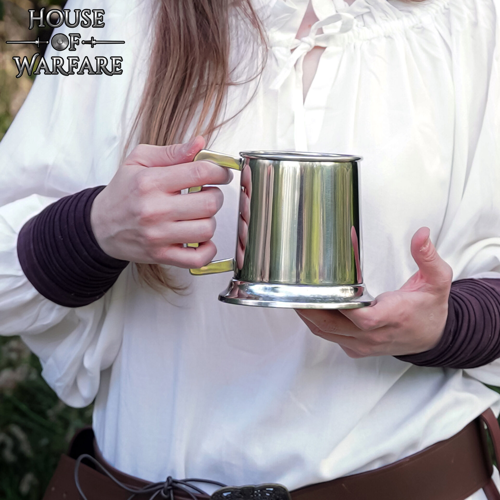 Medieval Stainless Steel Tankard Mug with Polished Handle & Pedestal Base – Ideal for LARP, Feasts, Parties & Gifts Medieval Tankard
