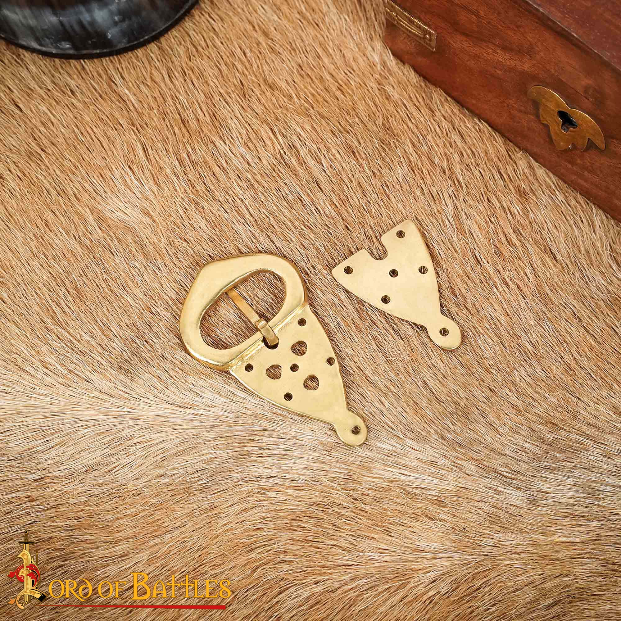 Viking Belt Buckle with Backplate Celtic Knotwork Pure Brass