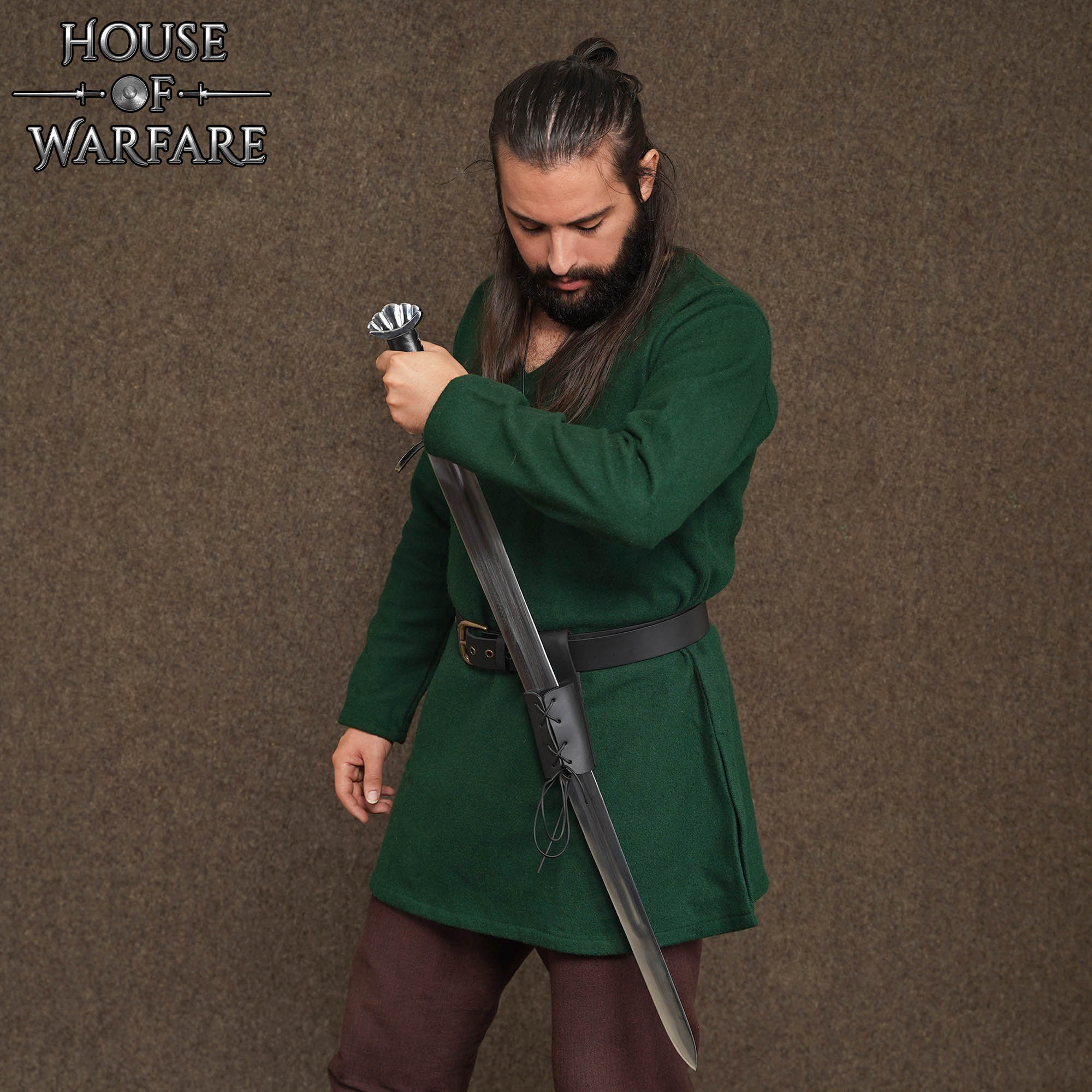 Leather Medieval Sword Frog Black