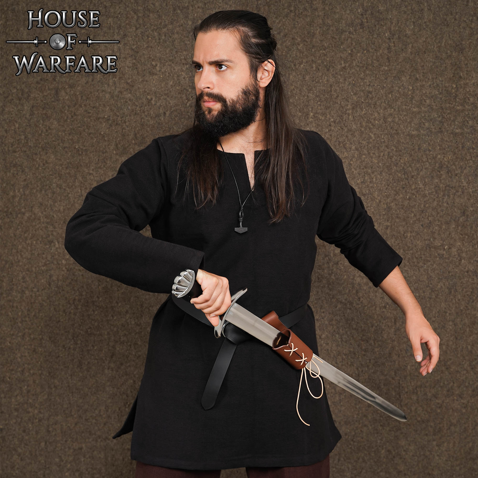 Leather Medieval Sword Frog Brown