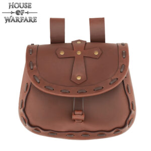 Genuine Leather Crusader Cross Belt Bag 18 X 20 cm Brown