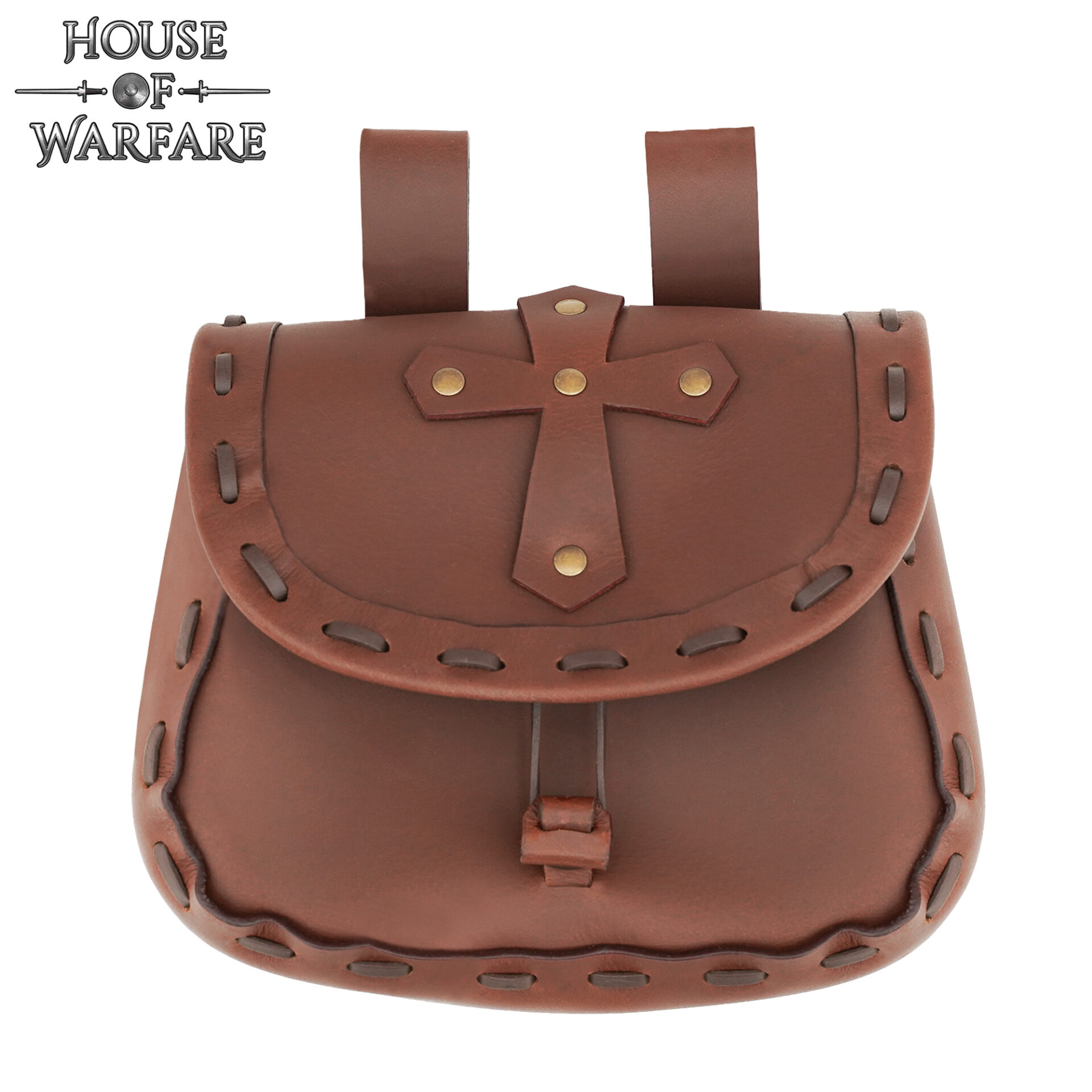 Genuine Leather Crusader Cross Belt Bag 18 X 20 cm Brown Genuine Leather Crusader Cross Belt Bag 18 X 20 cm Brown