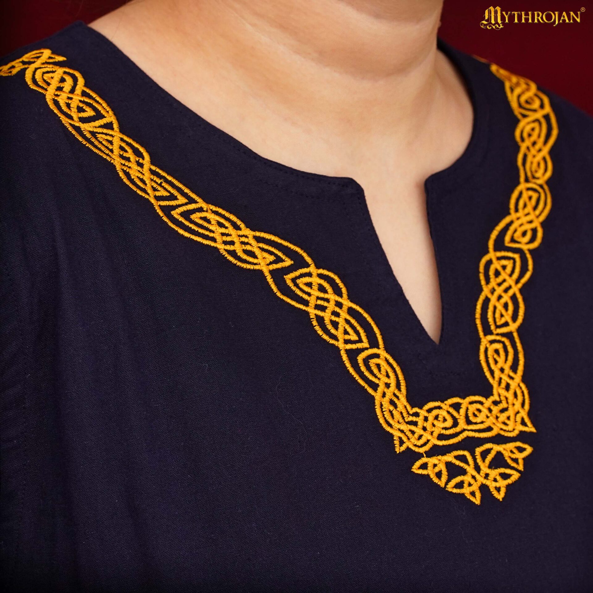 9th-11th Century Viking Tunic with Embroidered Neckline-301139NBFS 4 viking tunic