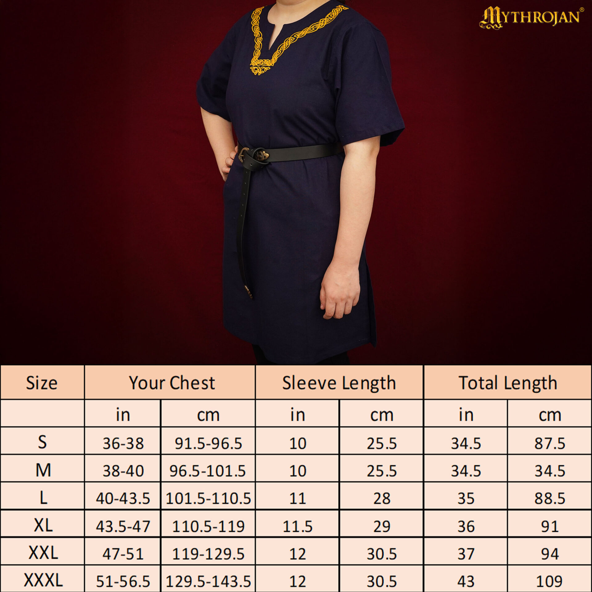 9th-11th Century Viking Tunic with Embroidered Neckline-301139NBHS 2 viking tunic