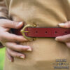 9th Century Viking Age Red Leather Belt with Brass Buckle-701380RD 7 Leather Belt