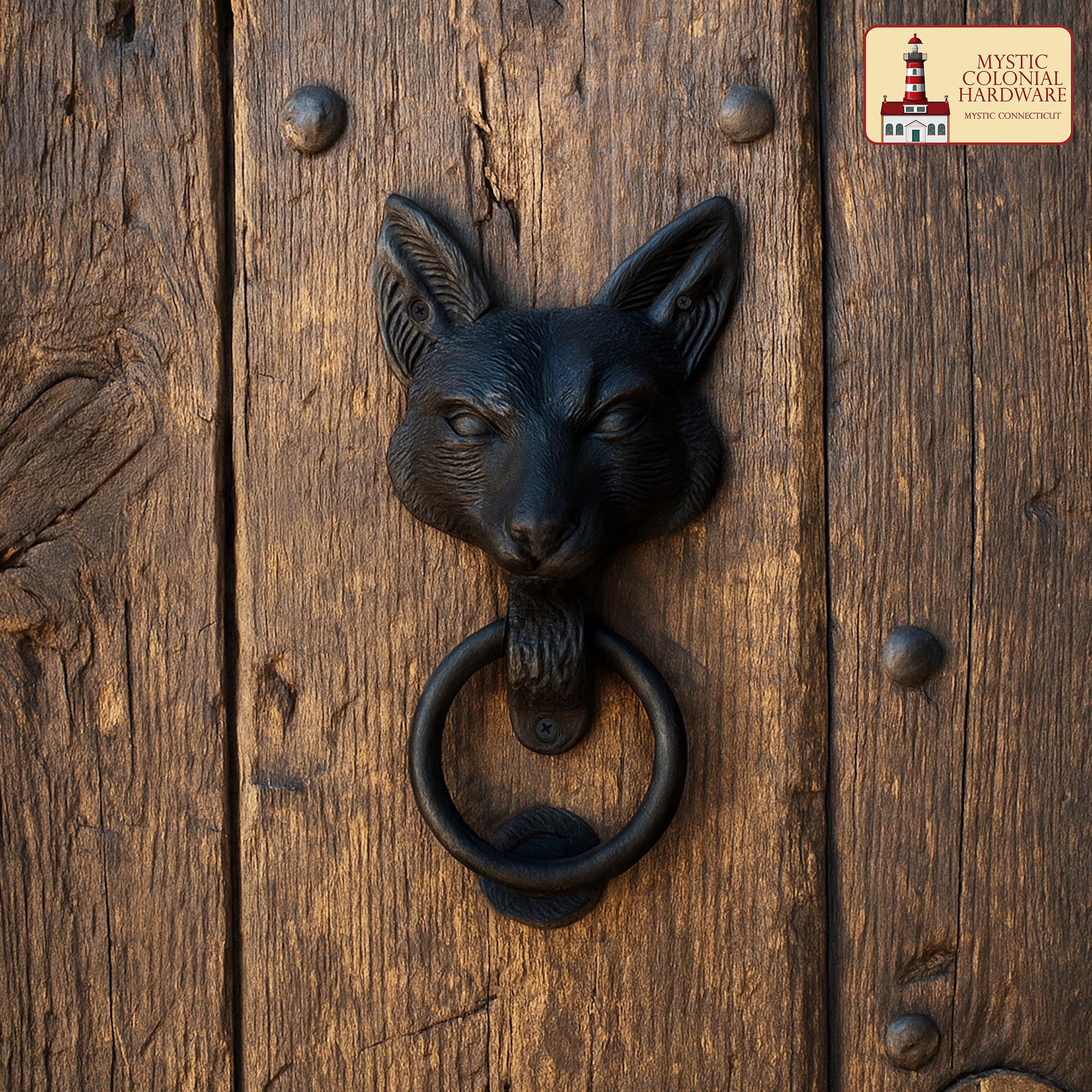 Fox Faced Door Knocker Solid FORGED Iron- 500172 1 Fox Faced Door Knocker : Solid FORGED Iron Victorian, Colonial, Retro, steampunck, Gothic, Baroque Medieval