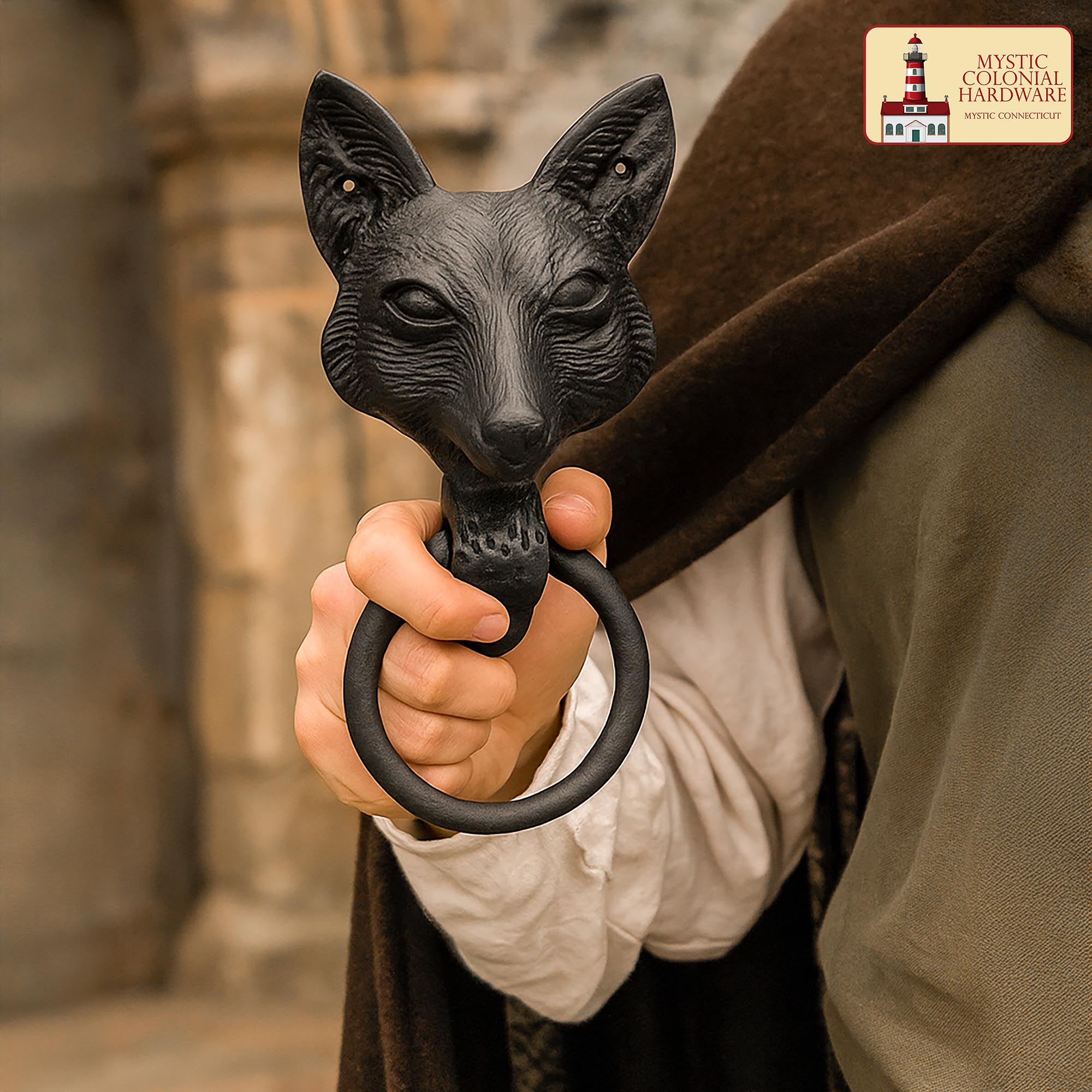 Fox Faced Door Knocker Solid FORGED Iron- 500172 4 Fox Faced Door Knocker : Solid FORGED Iron Victorian, Colonial, Retro, steampunck, Gothic, Baroque Medieval