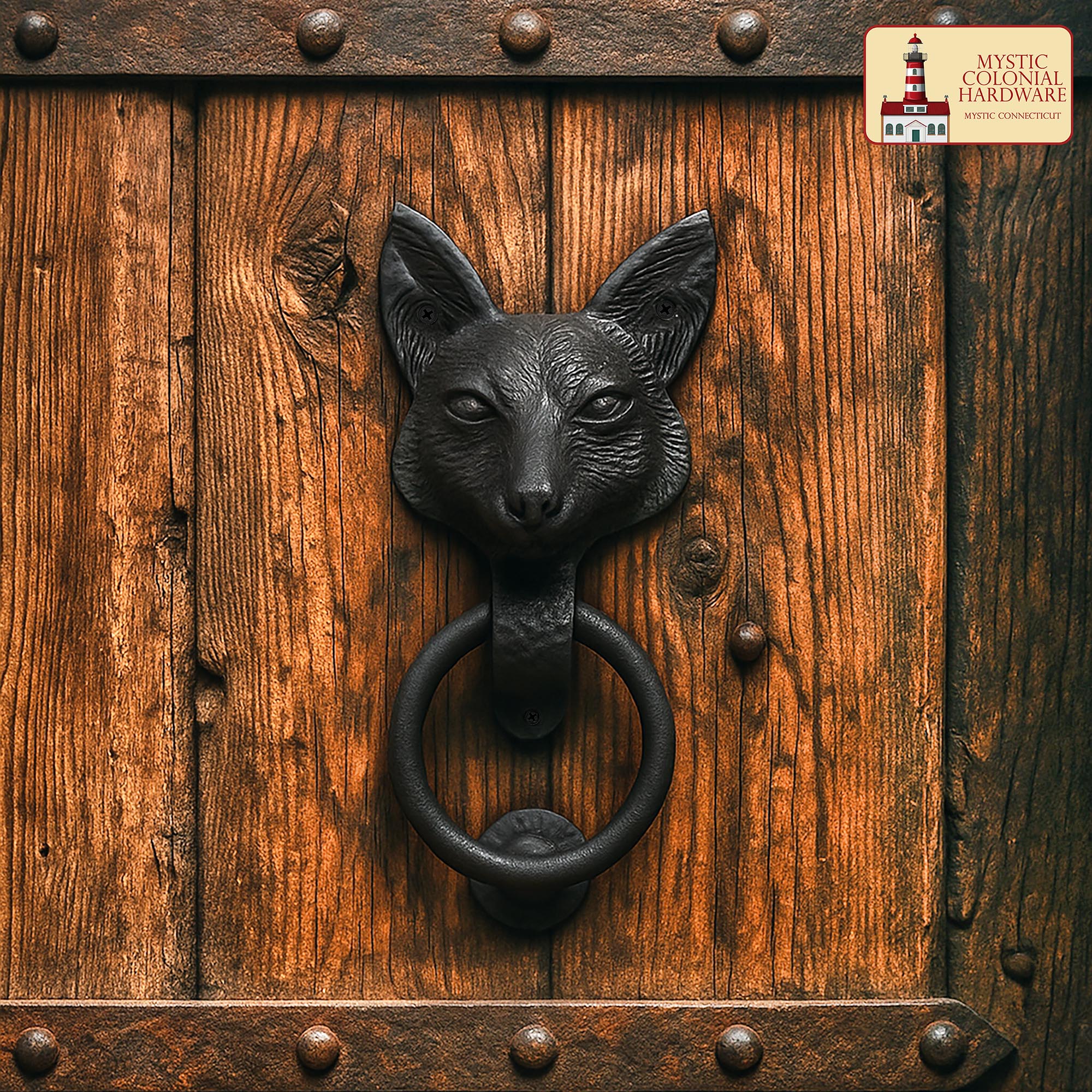 Fox Faced Door Knocker Solid FORGED Iron- 500172 5 Fox Faced Door Knocker : Solid FORGED Iron Victorian, Colonial, Retro, steampunck, Gothic, Baroque Medieval