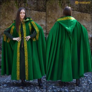 HOODED CLOAK WITH EMBRIODERY WITH BRASS CLOSURE-301137GNEM 6 Medieval Wool Cloak