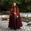HOODED CLOAK WITH EMBRIODERY WITH BRASS CLOSURE-301137MEM 1 Medieval Wool Cloak