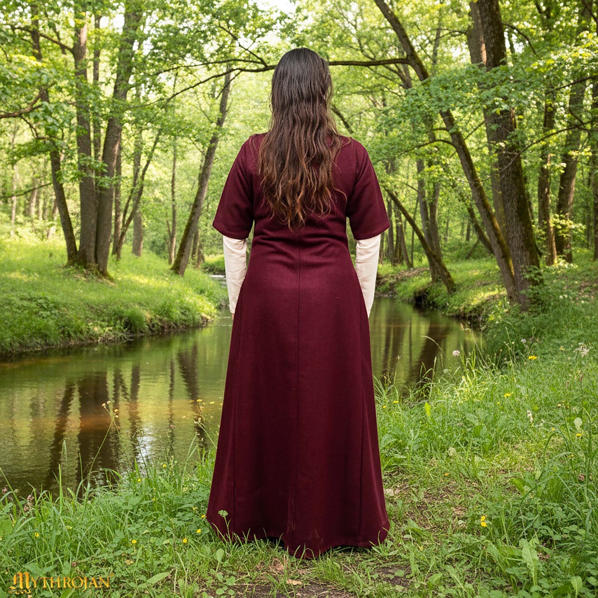 Medieval Lady Dress Half Sleeve Front Laced Gown - 301134WRD 1 Medieval Lady Dress