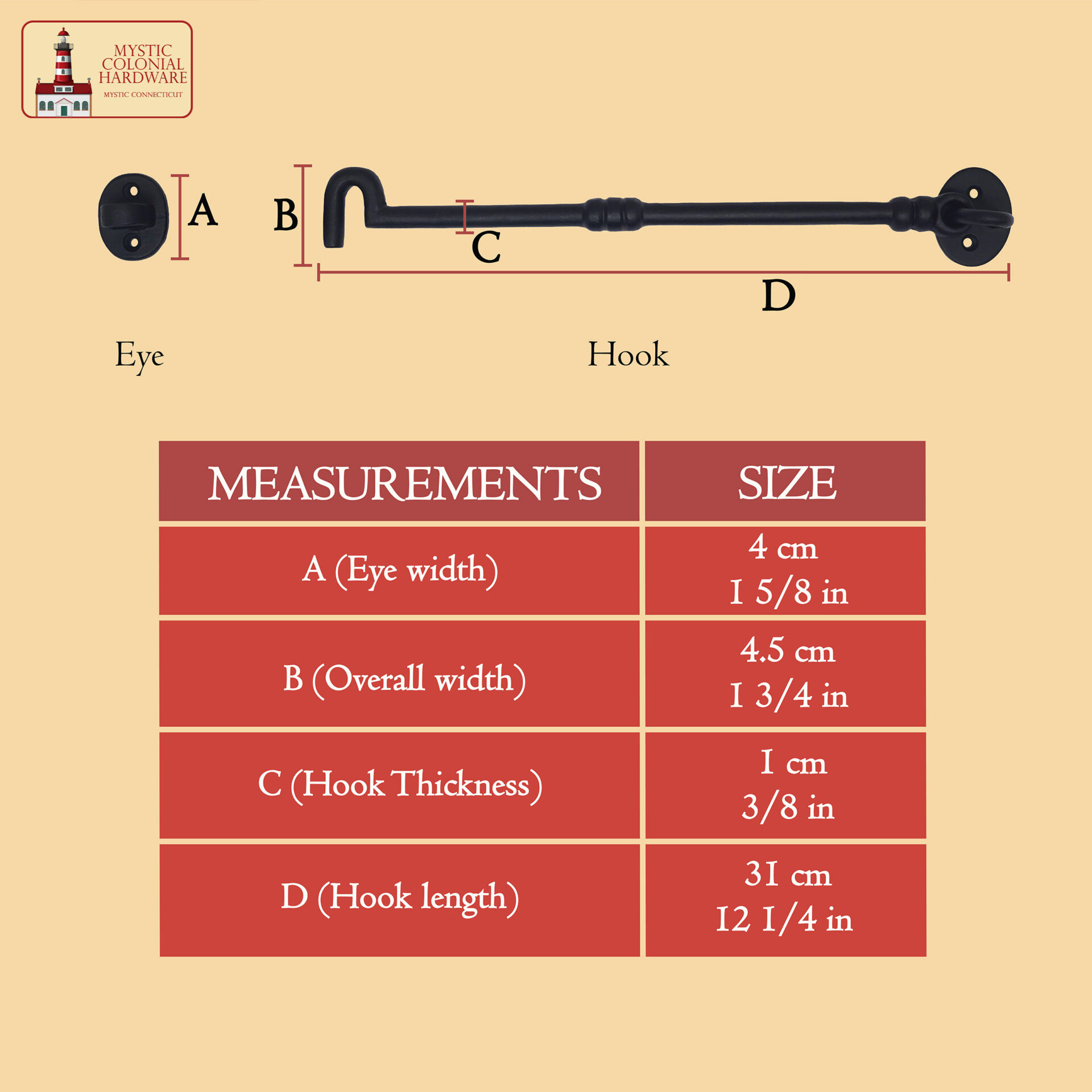 Rustic Cast Iron Hook and Eye Latch - 500247OB-12 2 iron hook and eye latch