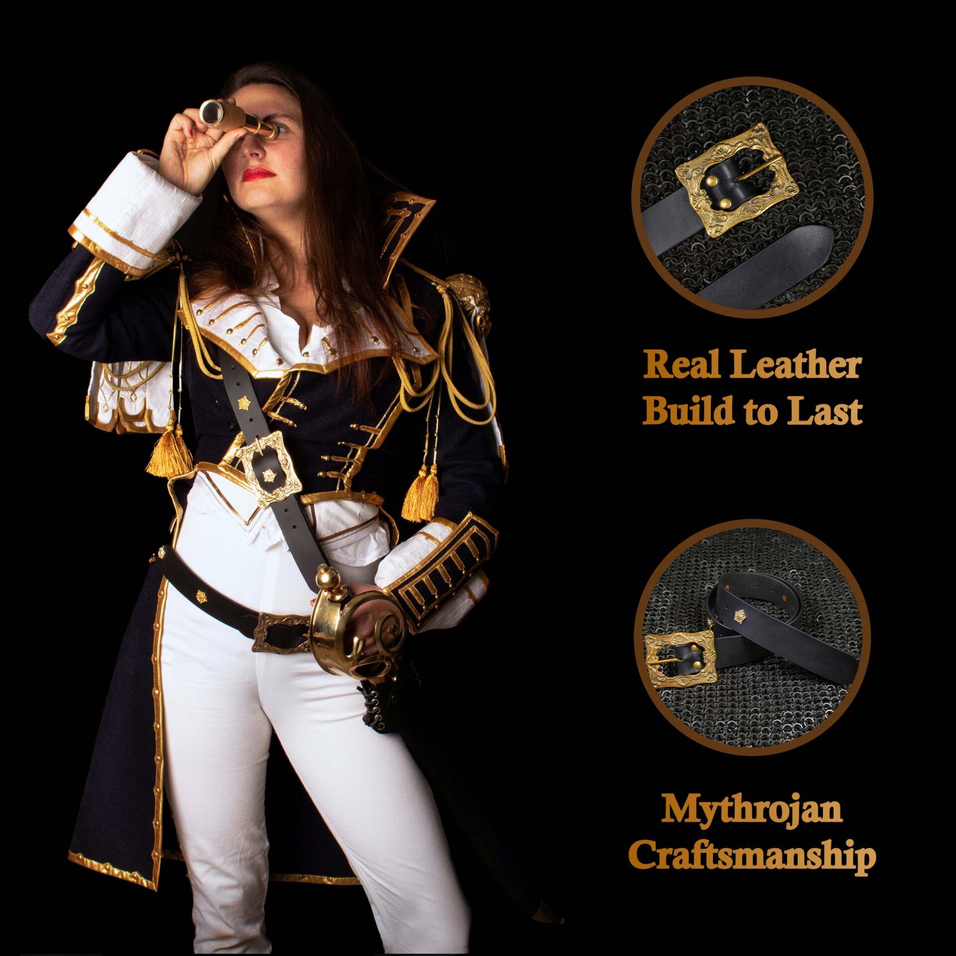 2++ Medieval Black Leather Belt