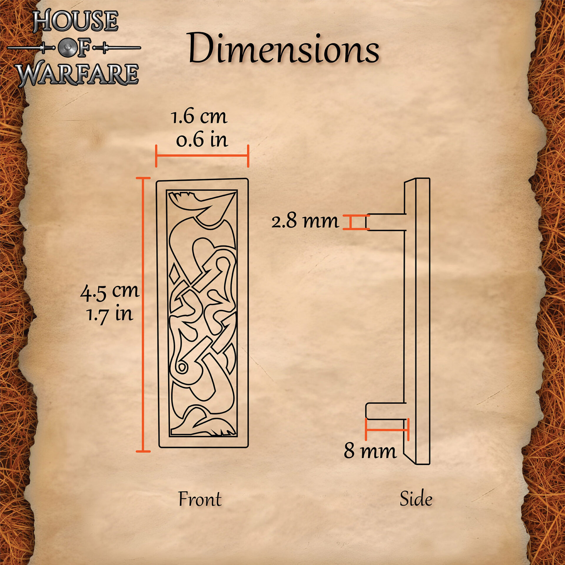 Viking Brass Mounting Plate – Antique Finish Norse Belt Decoration Antique Brass Viking Decoration