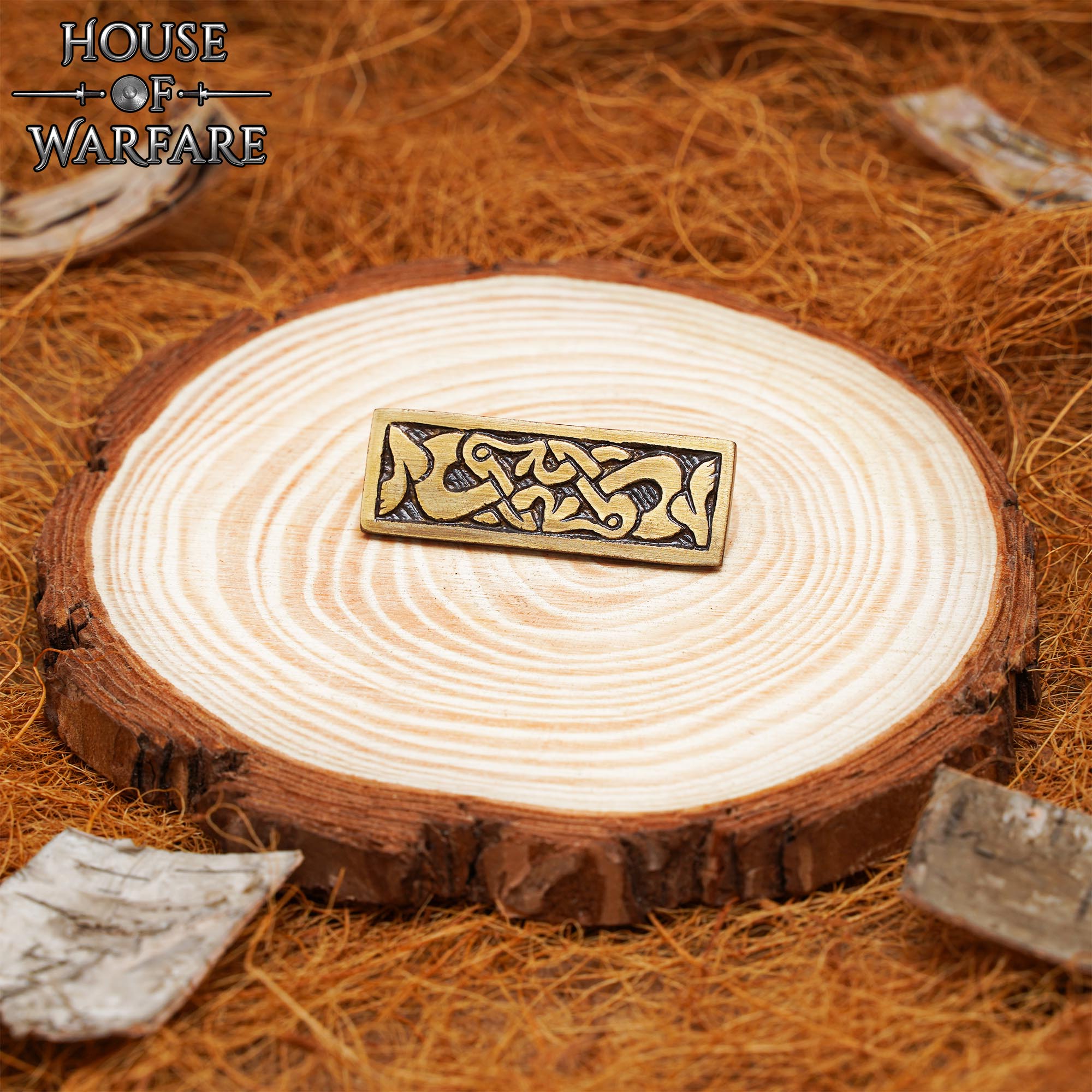 Viking Brass Mounting Plate – Antique Finish Norse Belt Decoration Antique Brass Viking Decoration