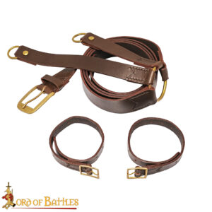 Medieval Leather Sword Belt Baldric-26246CBR 3 sword Belt