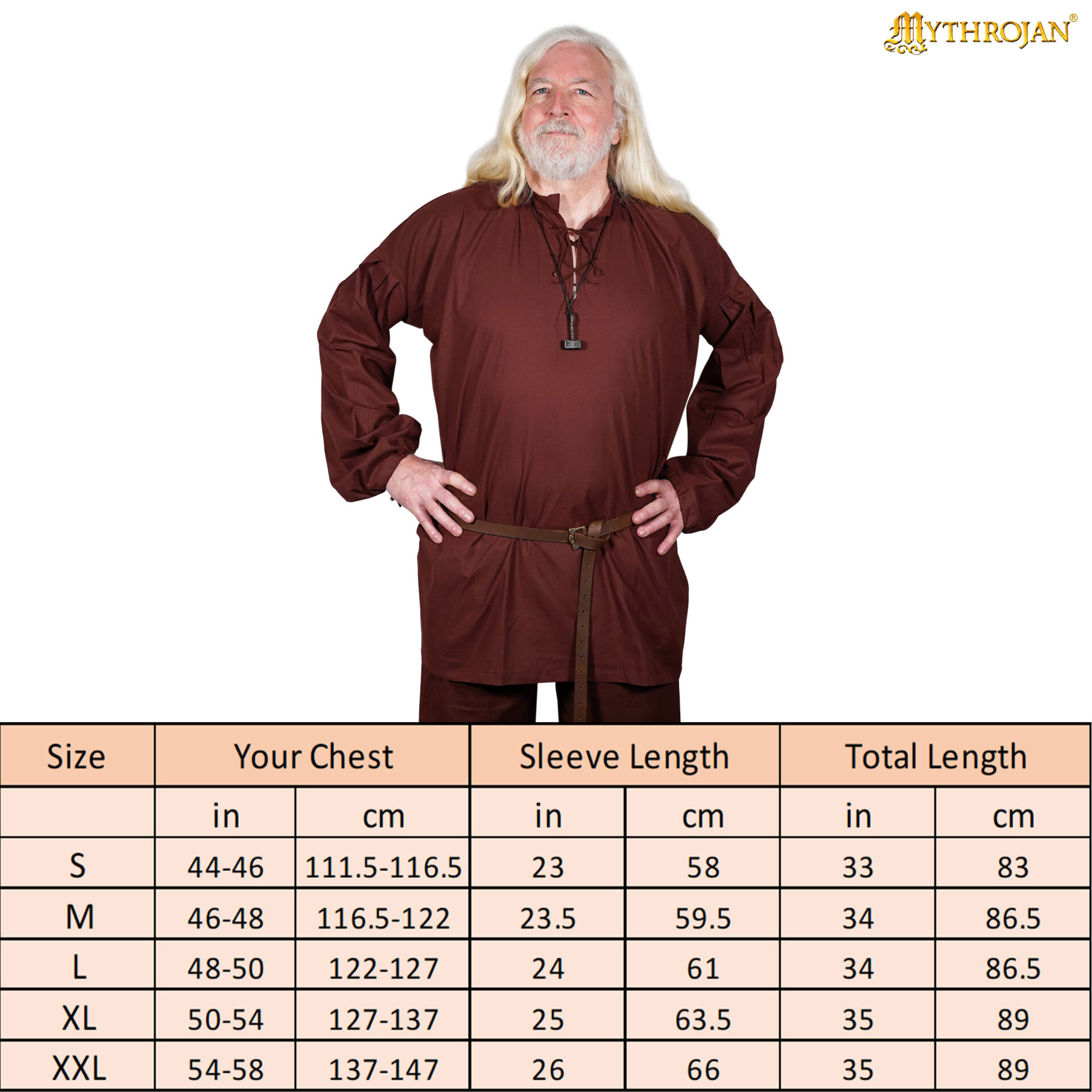 Raider Viking Medieval Cotton Tunic-300864BR 2 Mythrojan adventurer shirt